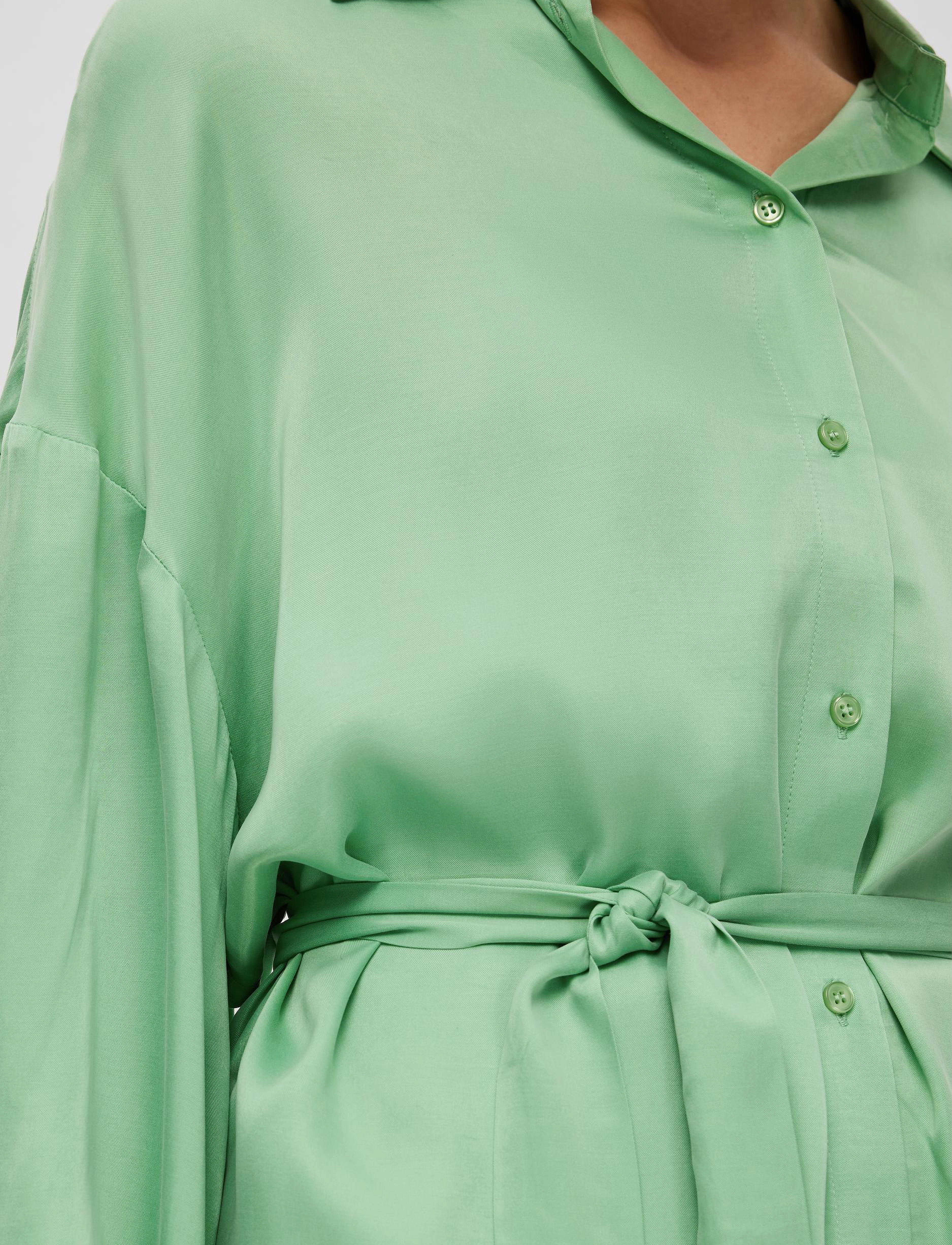 Selected - SLFIRENE-TONIA LS CUPRO SHIRT DRESS B - hemdkleider - absinthe green - 5