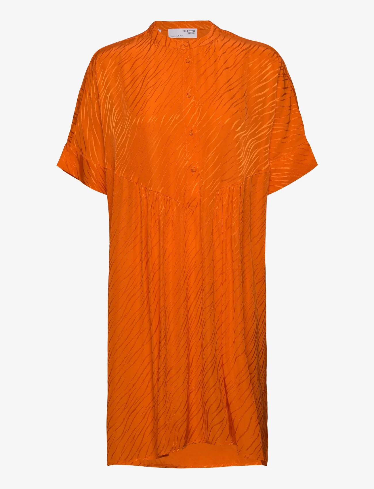 Selected Femme - SLFABIENNE-VIOLA SS OVERSIZE DRESS B - skjortekjoler - orangeade - 0