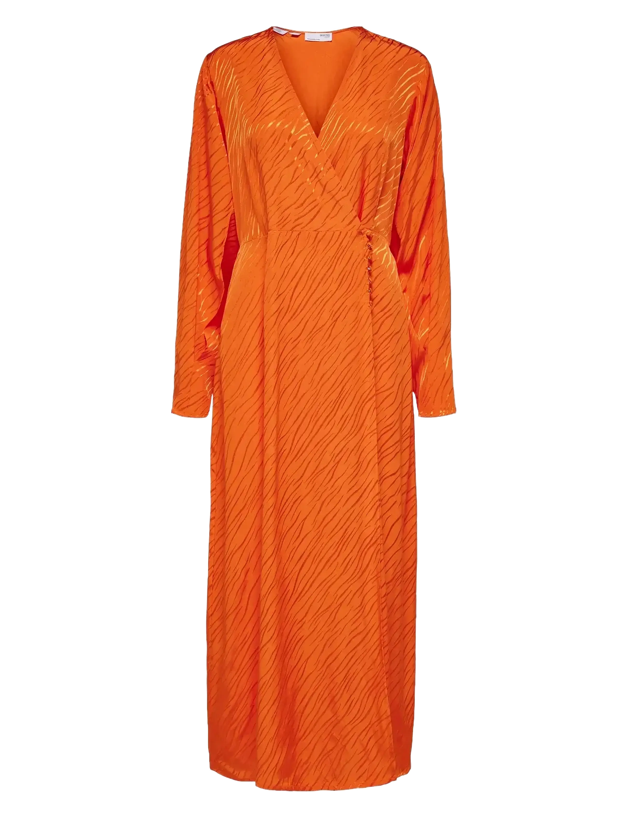 Selected SLFABIENNE LS SATIN ANKLE WRAP DRESS B - Riided - ORANGEADE / orange