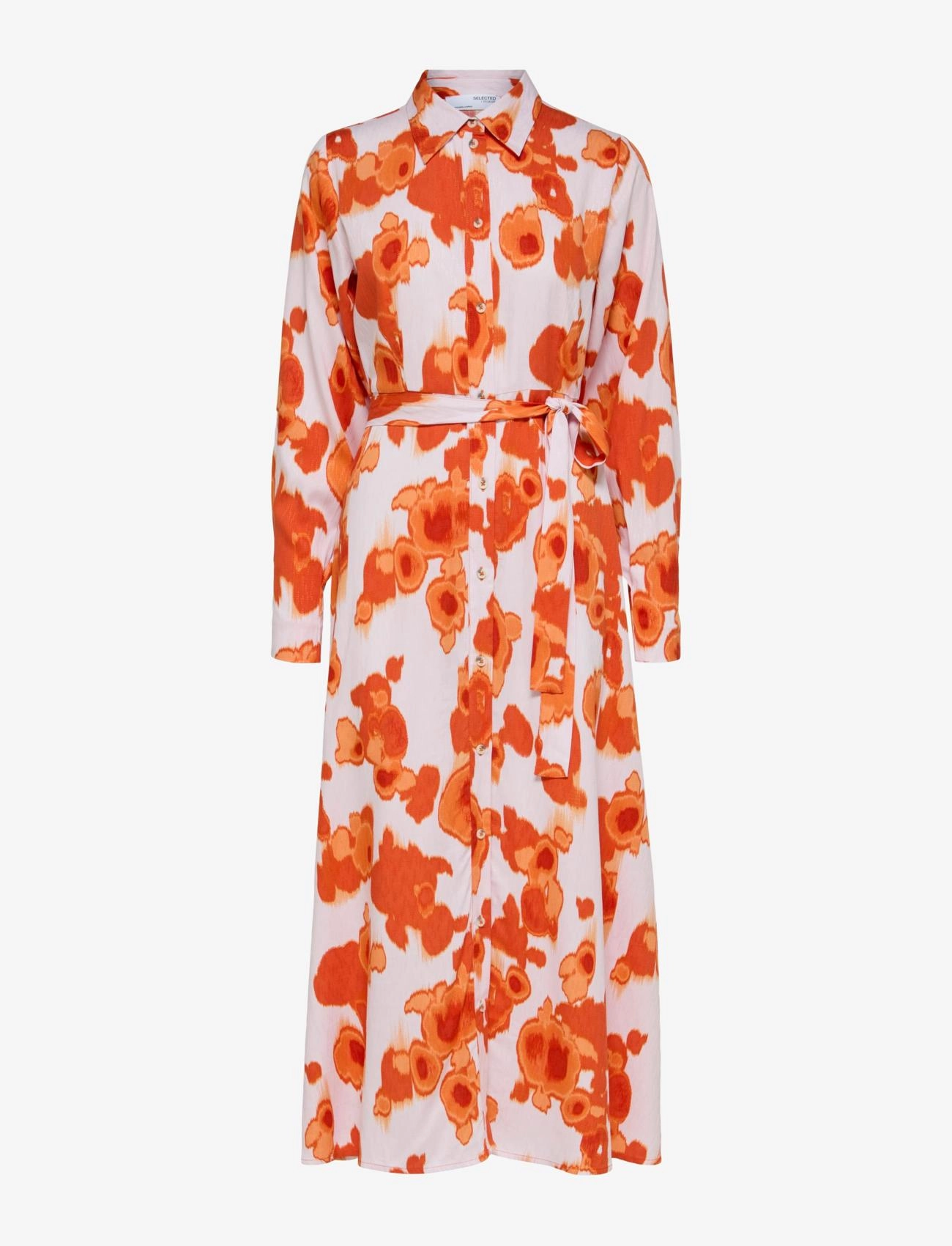 Selected SLFNICOLETTE LS ANKLE SHIRT DRESS B - Tøj - ORANGEADE / orange