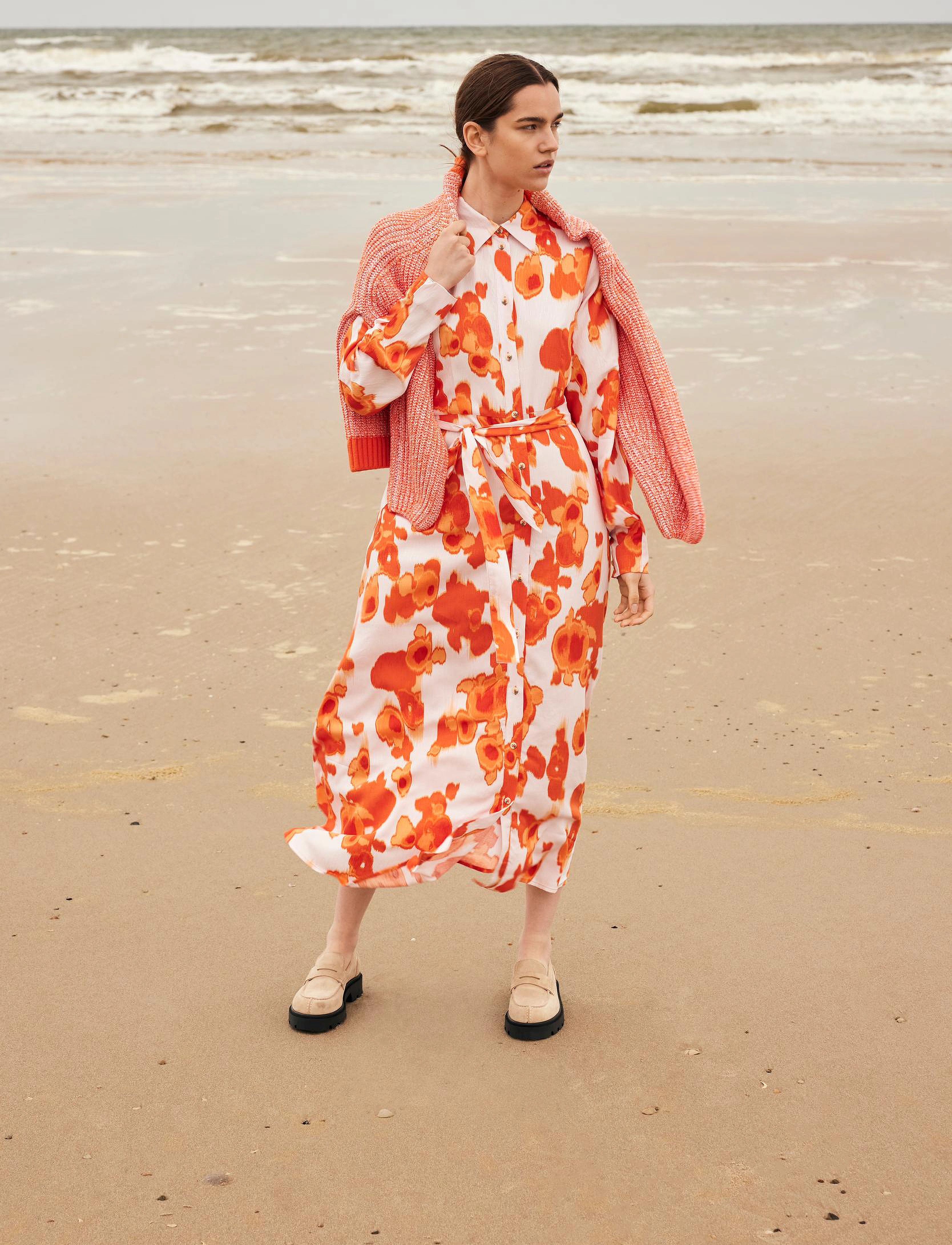 Selected SLFNICOLETTE LS ANKLE SHIRT DRESS B - Kjoler - ORANGEADE / orange