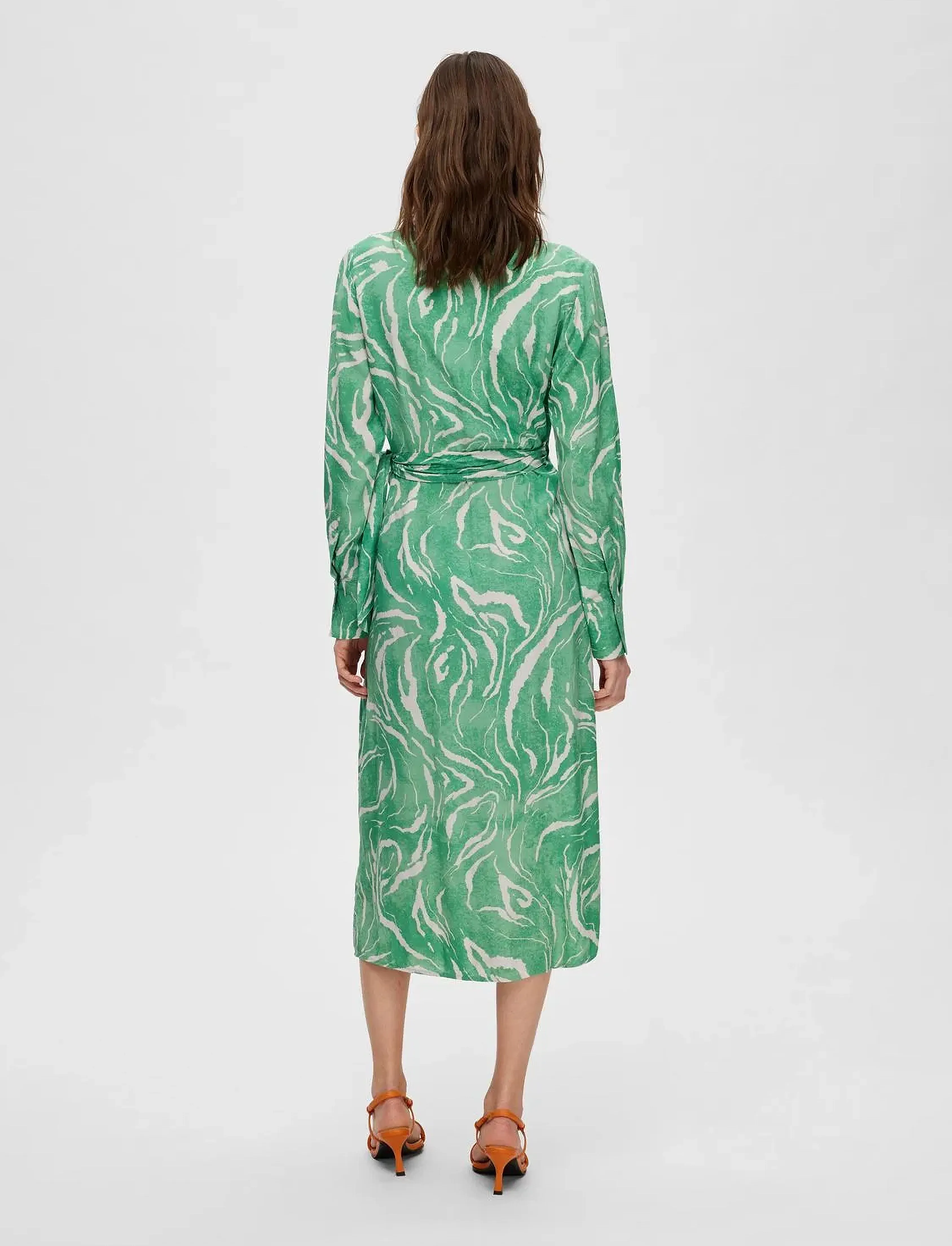 Selected - SLFSIRINE LS MIDI WRAP DRESS B - hõlmikkleidid - absinthe green - 2