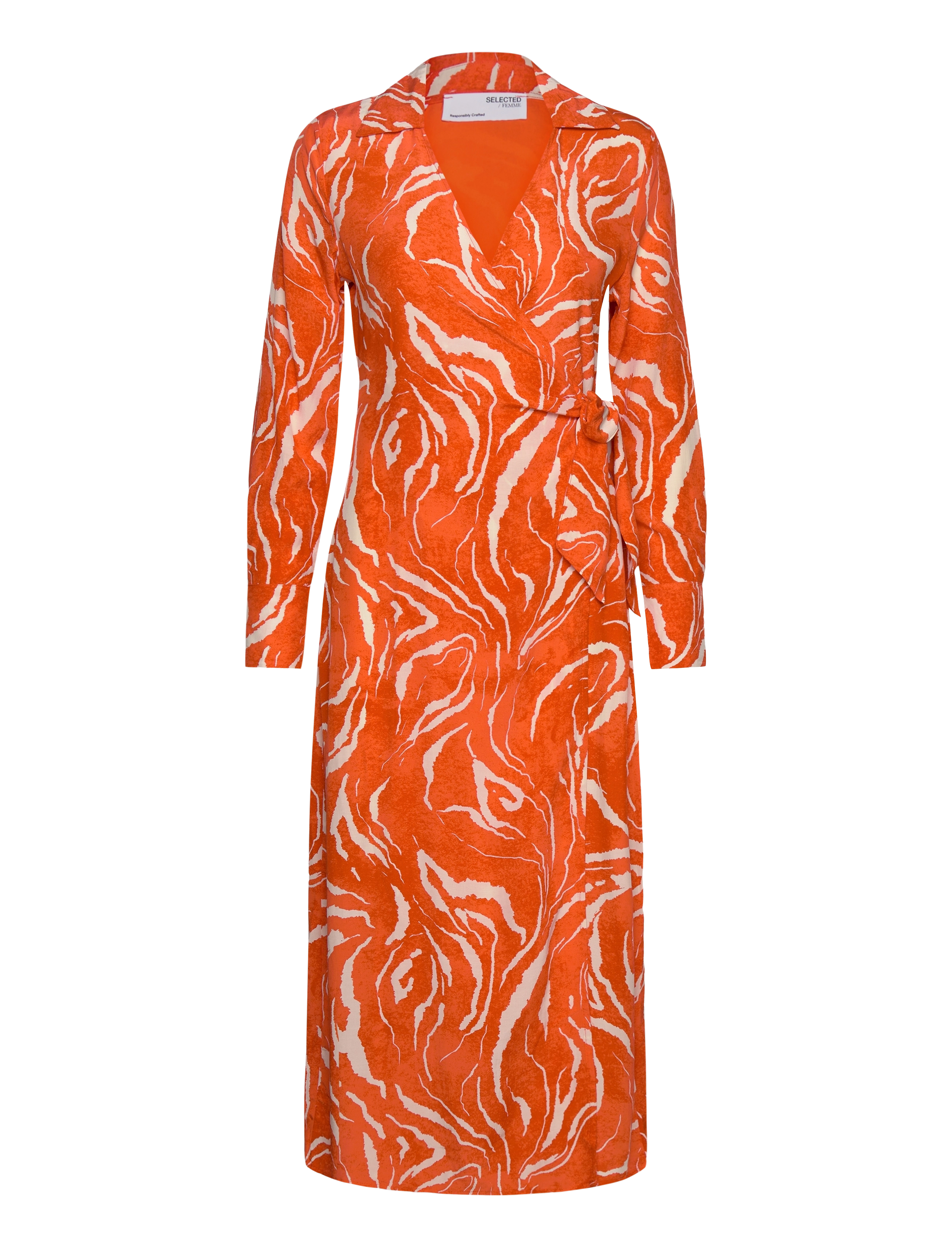 Selected SLFSIRINE LS MIDI WRAP DRESS B - Kjoler - ORANGEADE / orange