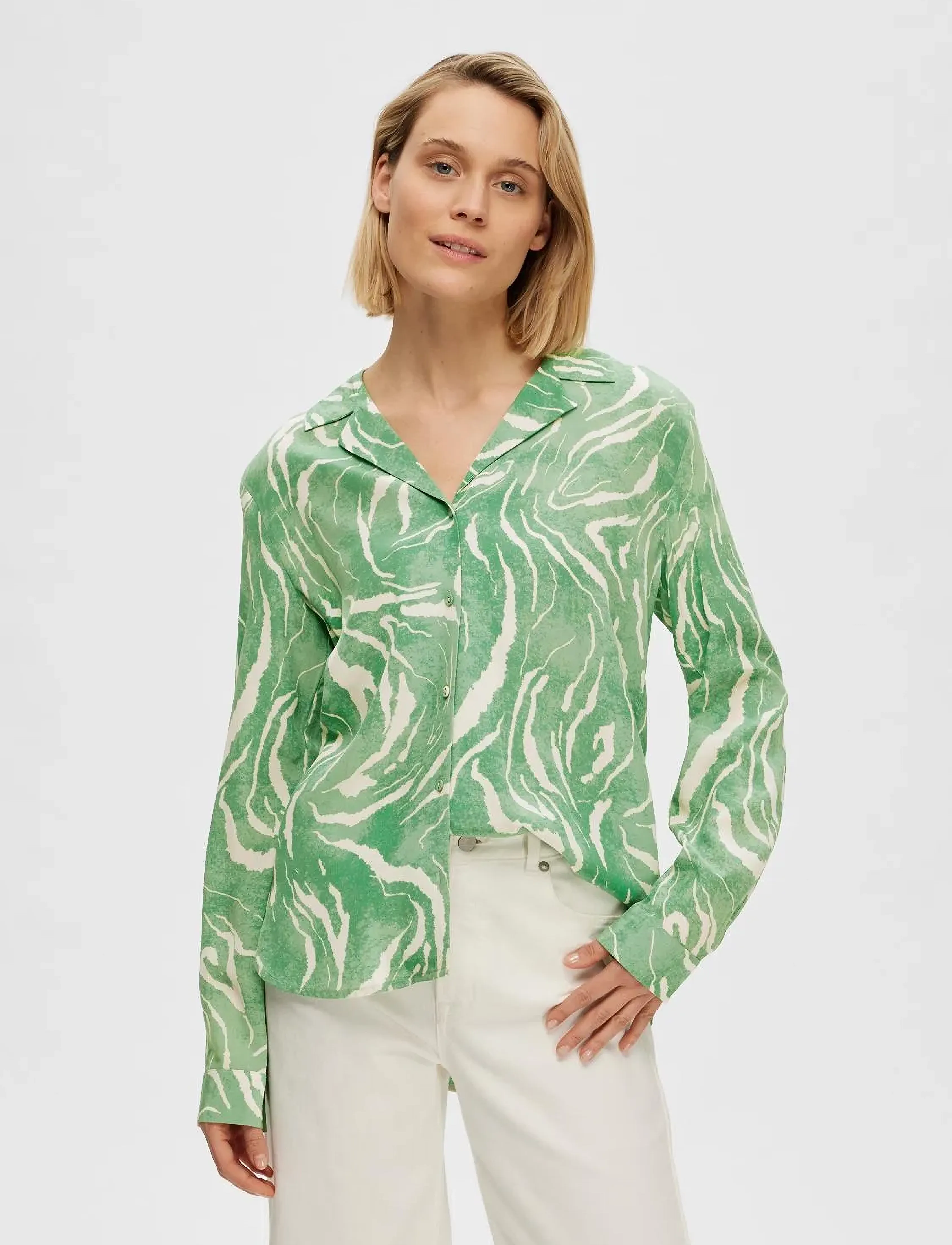 Selected - SLFSIRINE LS SHIRT B - langærmede skjorter - absinthe green - 0
