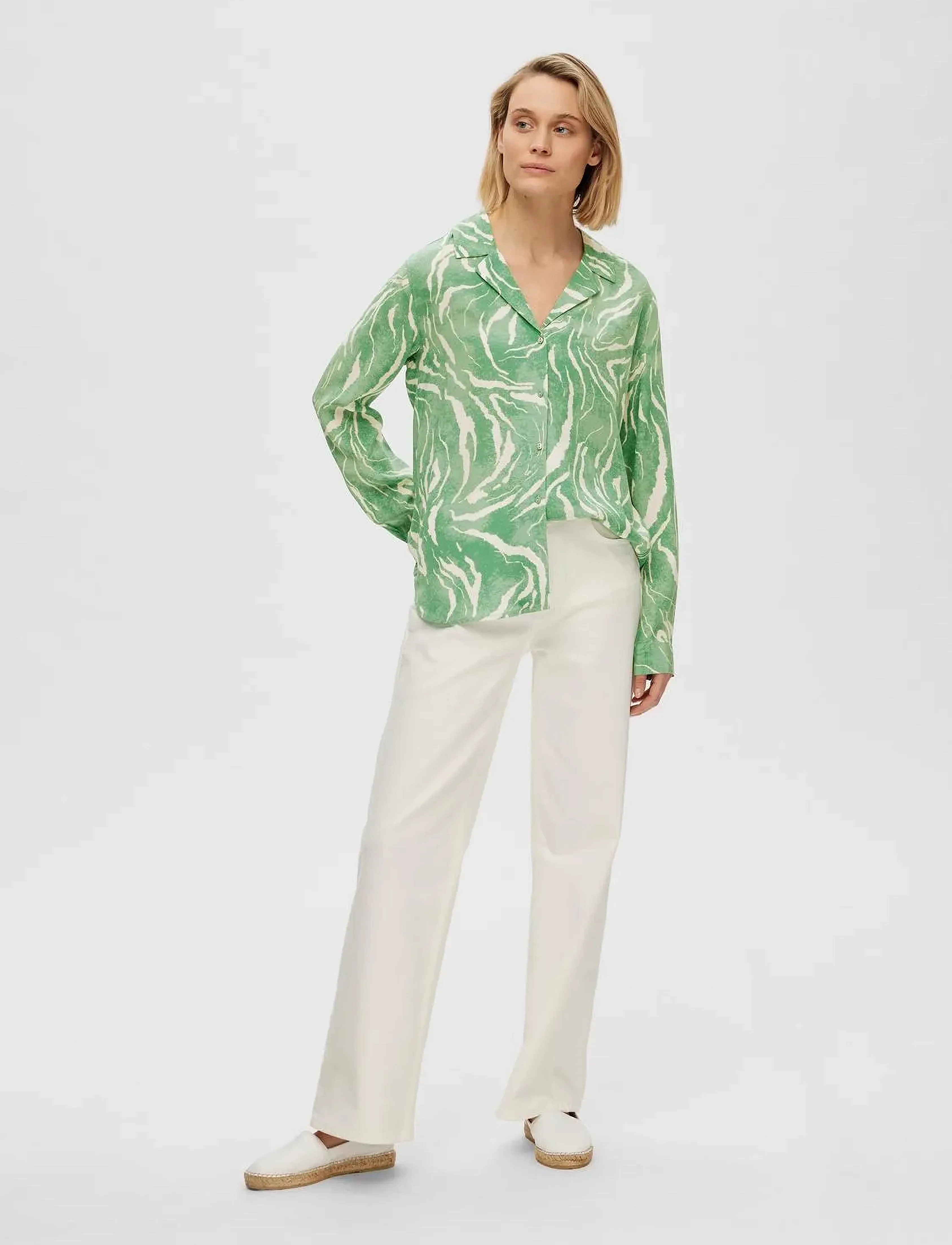Selected - SLFSIRINE LS SHIRT B - langærmede skjorter - absinthe green - 4