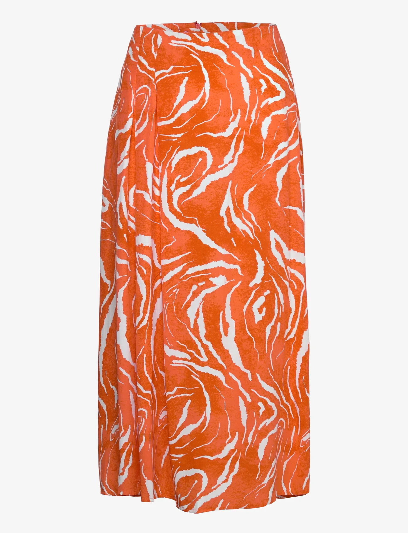 Selected Femme - SLFSIRINE MW ANKLE SKIRT B - satin skirts - orangeade - 0