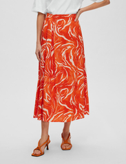Selected Femme - SLFSIRINE MW ANKLE SKIRT B - satin skirts - orangeade - 2