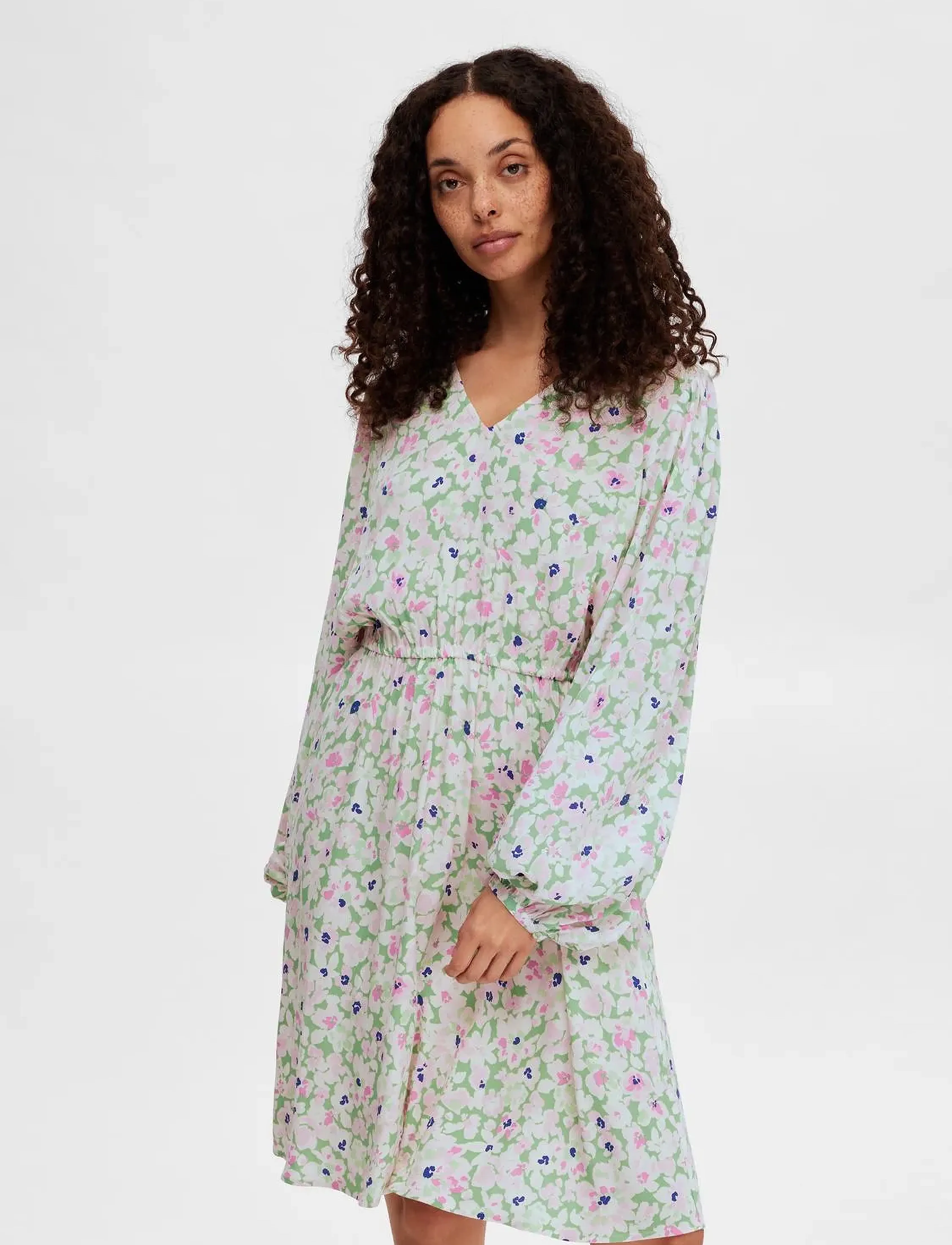 Selected SLFMALIDA LS SHORT DRESS B - Kleidid - ABSINTHE GREEN / green