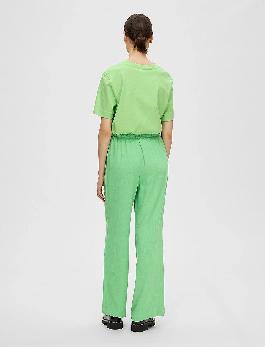 Selected - SLFVIVA-GULIA HW LONG LINEN PANT NOOS - hose mit geradem bein - absinthe green - 2
