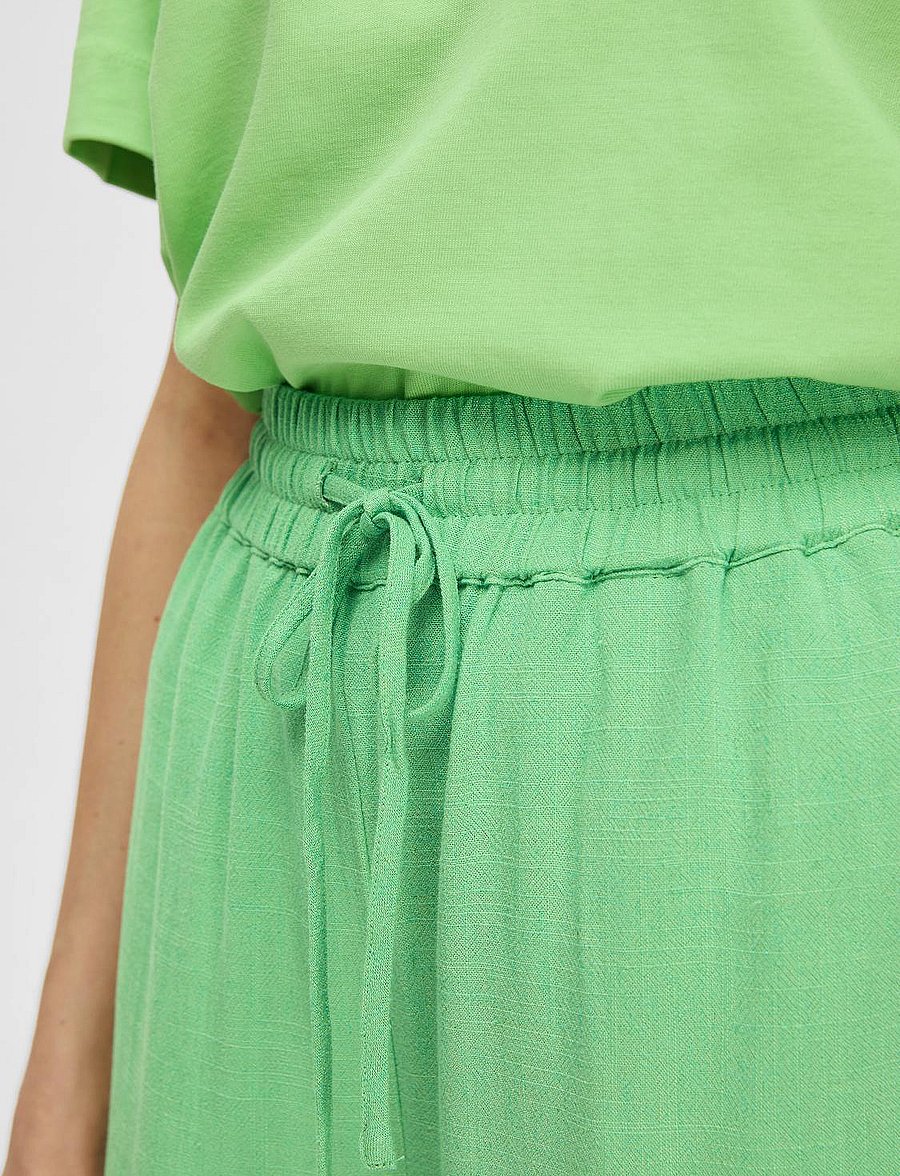 Selected - SLFVIVA-GULIA HW LONG LINEN PANT NOOS - hose mit geradem bein - absinthe green - 5