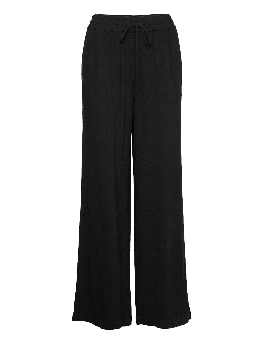 Selected - SLFVIVA-GULIA HW LONG LINEN PANT NOOS - bukser med lige ben - black - 1