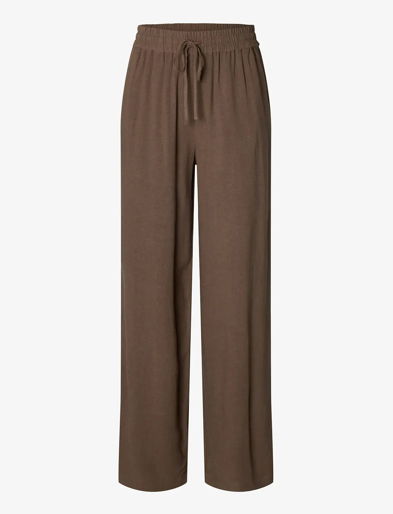 Selected - SLFVIVA-GULIA HW LONG SUN PANT NOOS - raka byxor - chocolate chip - 1
