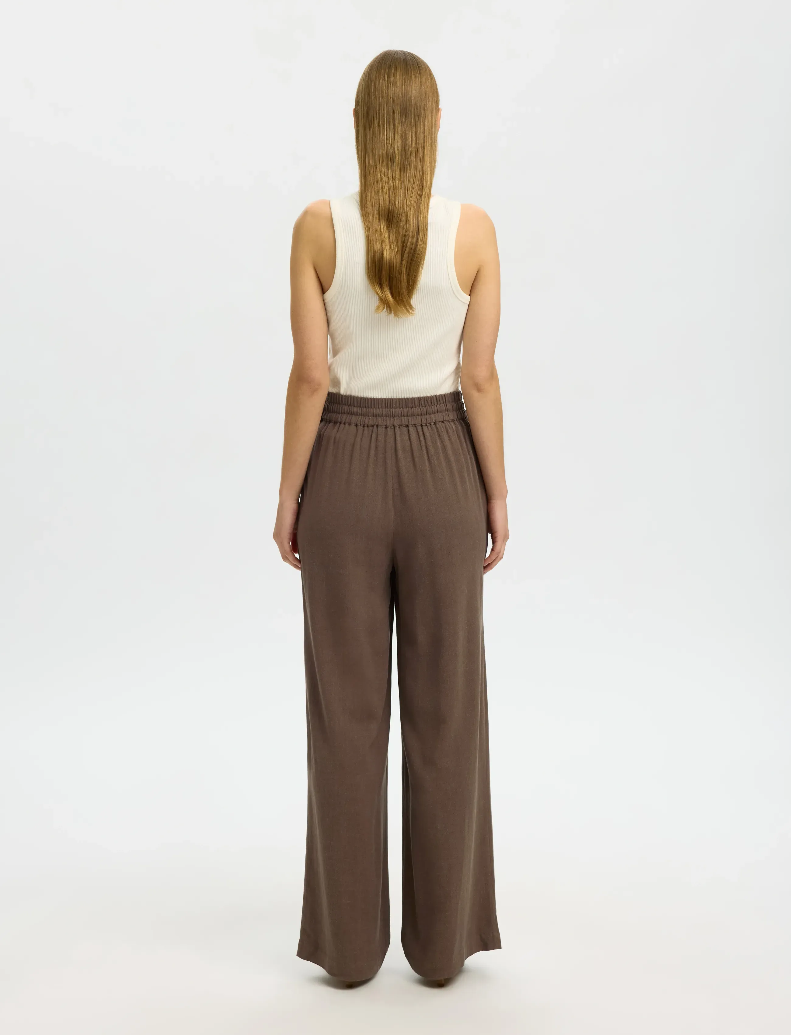 Selected - SLFVIVA-GULIA HW LONG SUN PANT NOOS - pantalons droits - chocolate chip - 2