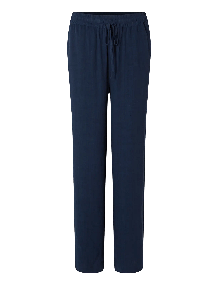 Selected - SLFVIVA-GULIA HW LONG LINEN PANT NOOS - bukser med lige ben - dark sapphire - 1