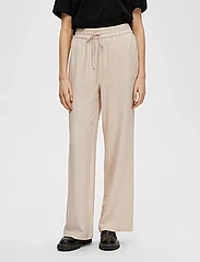 Selected Femme - SLFVIVA-GULIA HW LONG LINEN PANT - bukser med brede ben - sandshell - 2