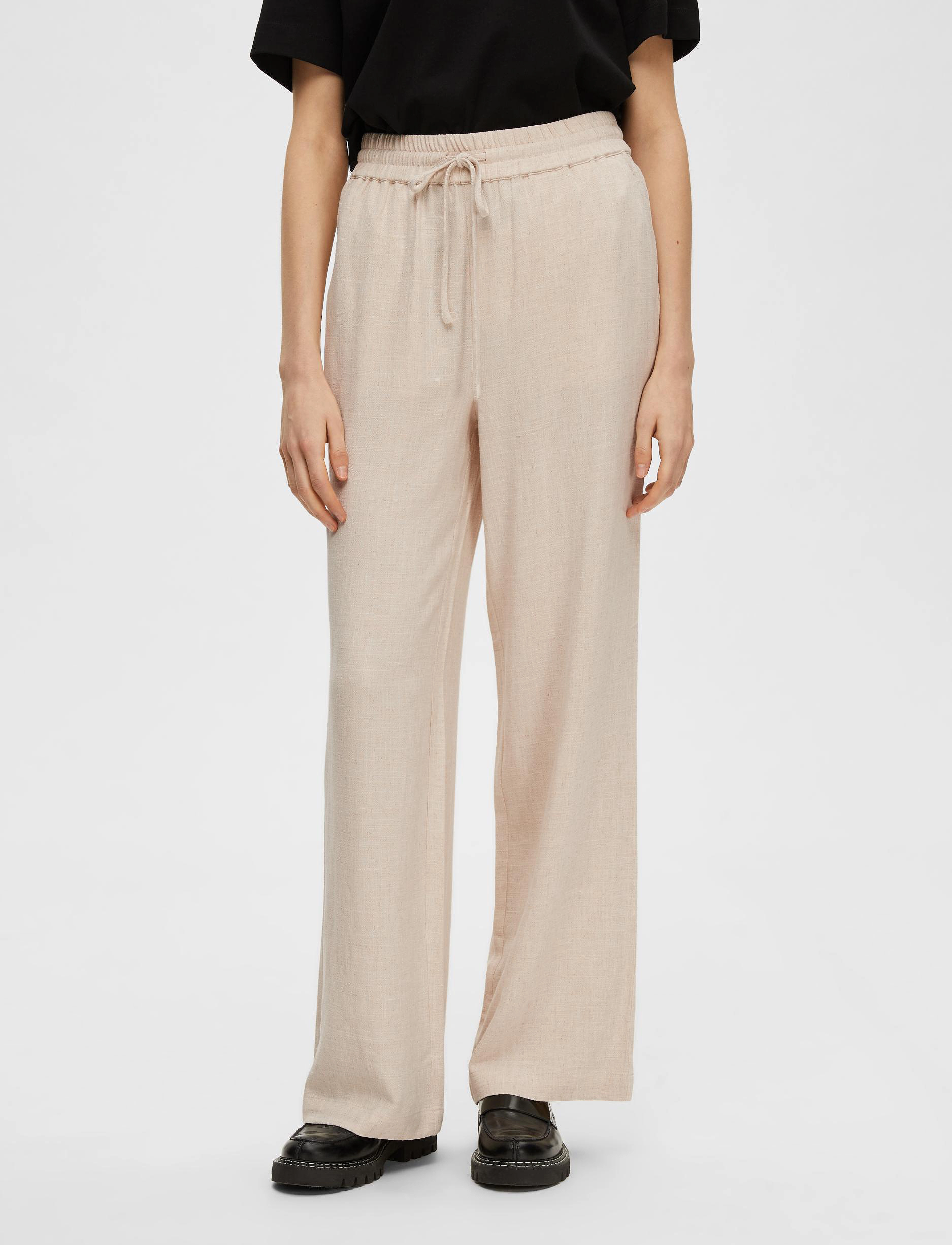 Selected SLFVIVA-GULIA HW LONG SUN PANT NOOS - Selected - SANDSHELL / beige