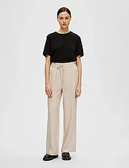 Selected Femme - SLFVIVA-GULIA HW LONG LINEN PANT - bukser med brede ben - sandshell - 5