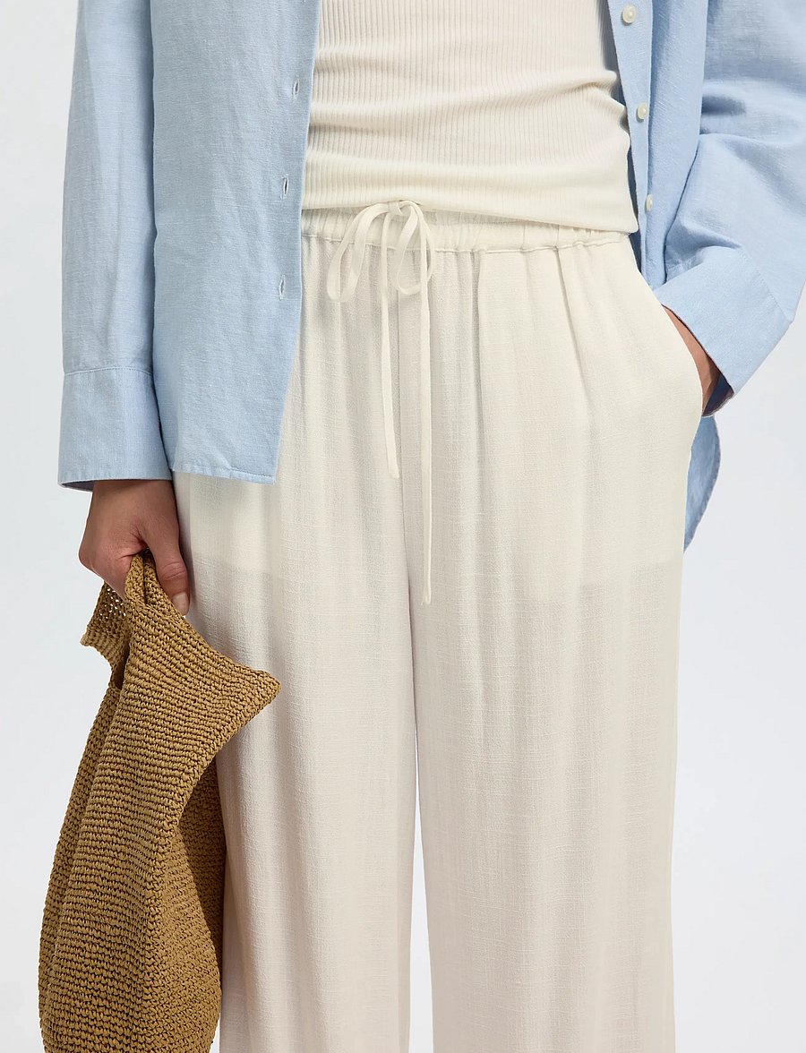 Selected - SLFVIVA-GULIA HW LONG LINEN PANT NOOS - raka byxor - sandshell - 5