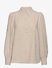 Selected Femme - SLFVIVA  LS LINEN TOP B - linen shirts - sandshell - 0