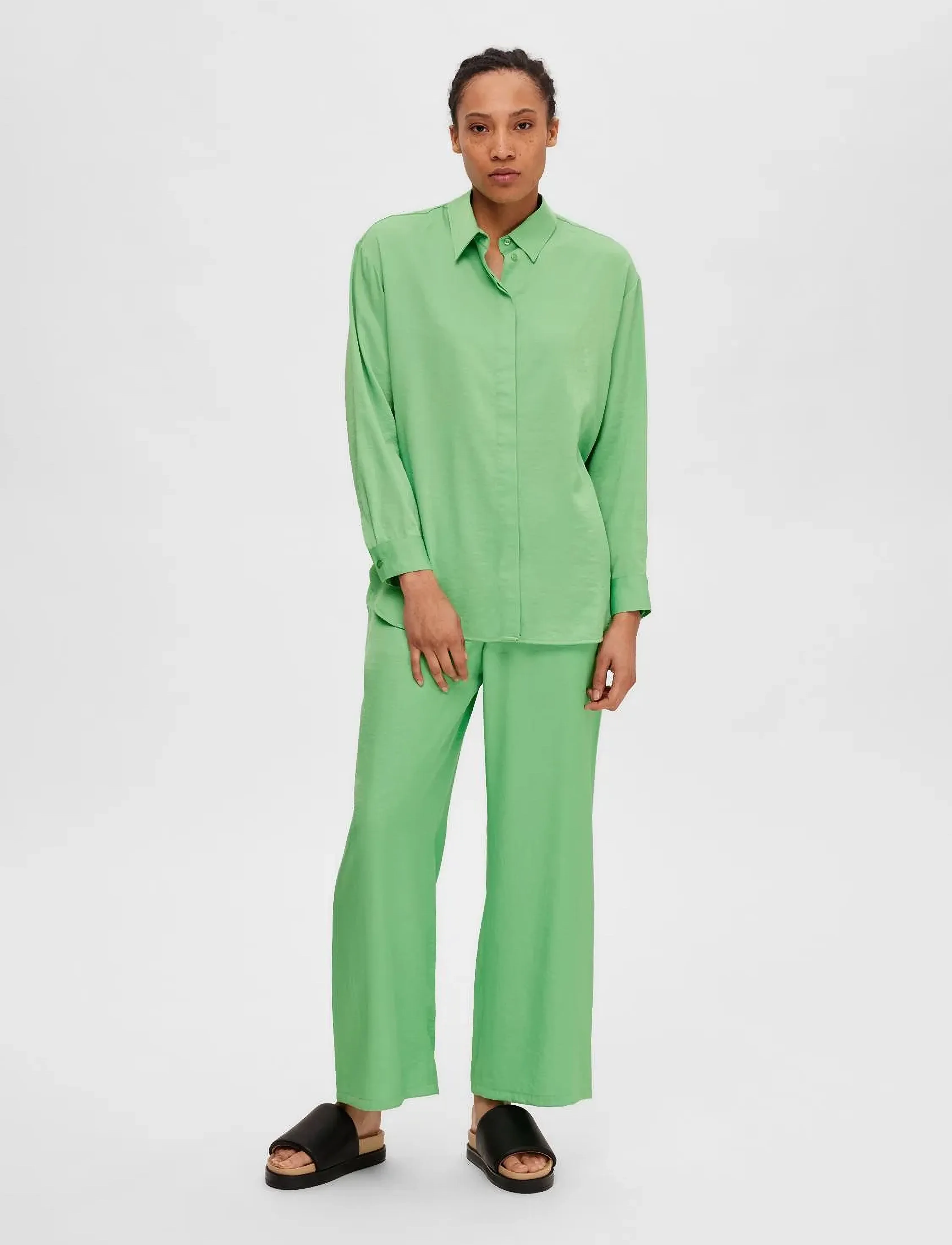 Selected - SLFDESIREE LS SHIRT B - langærmede skjorter - absinthe green - 3
