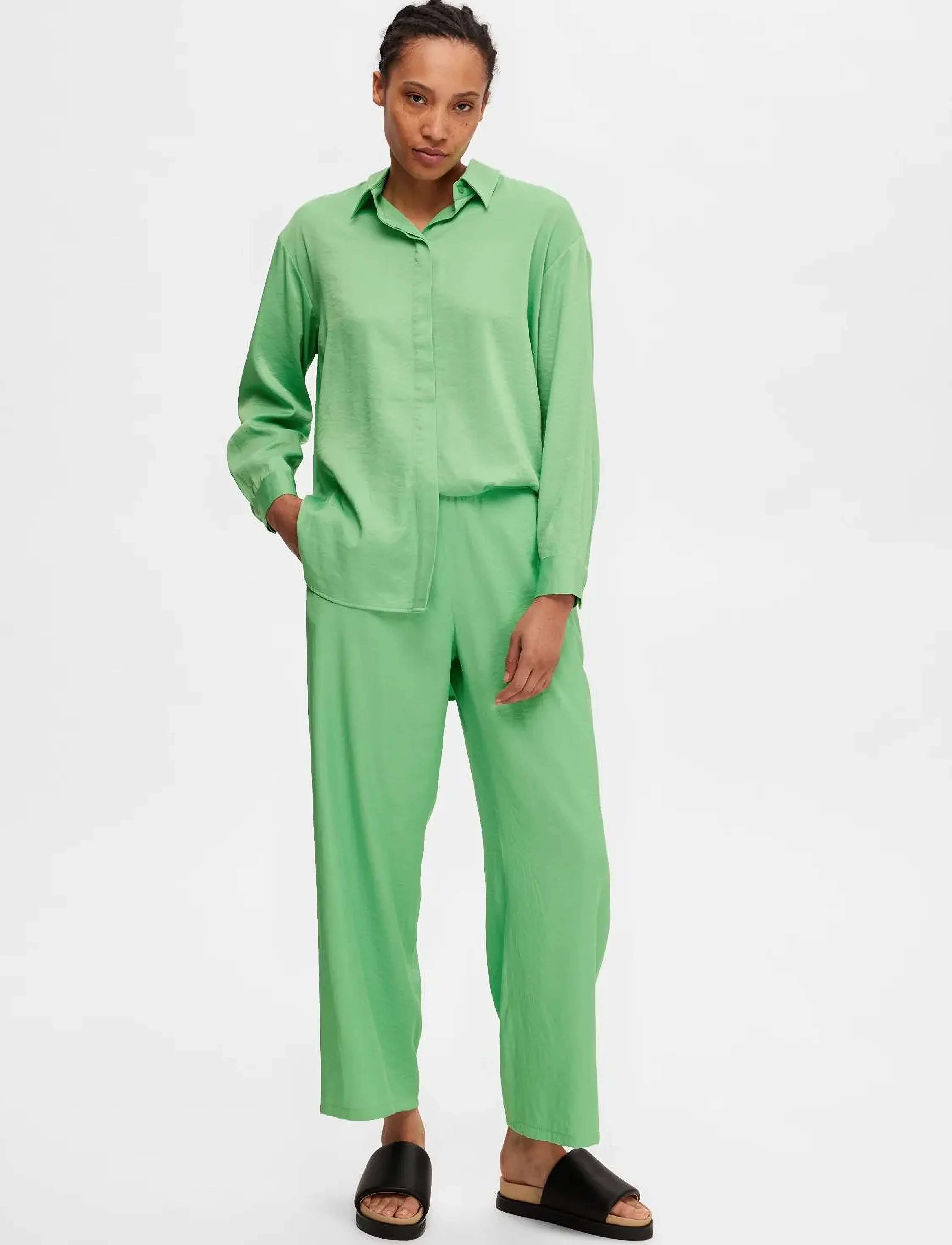 Selected - SLFDESIREE LS SHIRT B - langærmede skjorter - absinthe green - 5