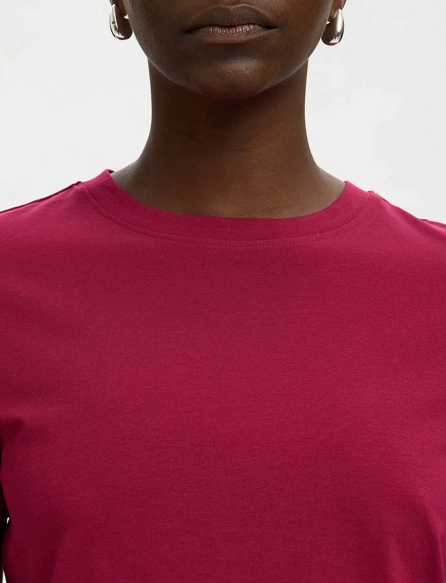 Selected - SLWMYESSENTIAL SS O-NECK TEE NOOS - t-shirts - anemone - 4