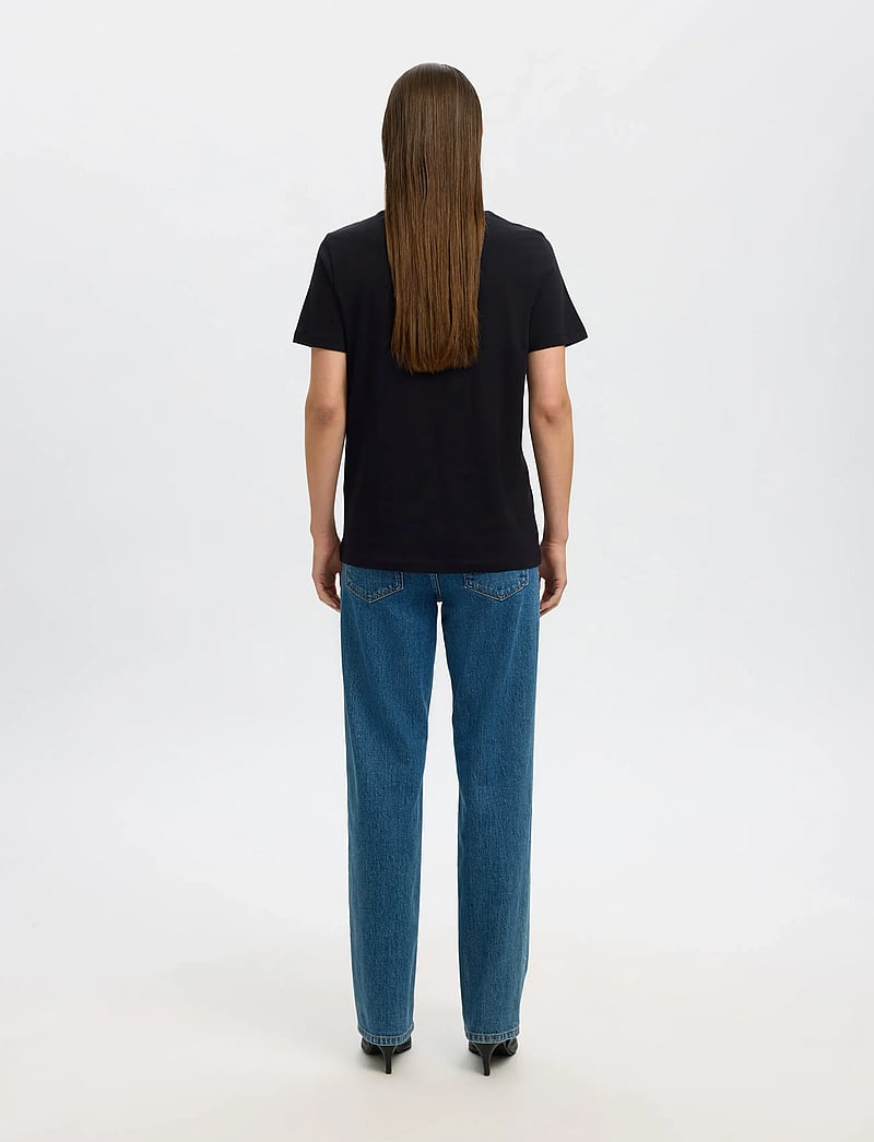 Selected - SLWMYESSENTIAL SS O-NECK TEE NOOS - t-shirts - black - 3