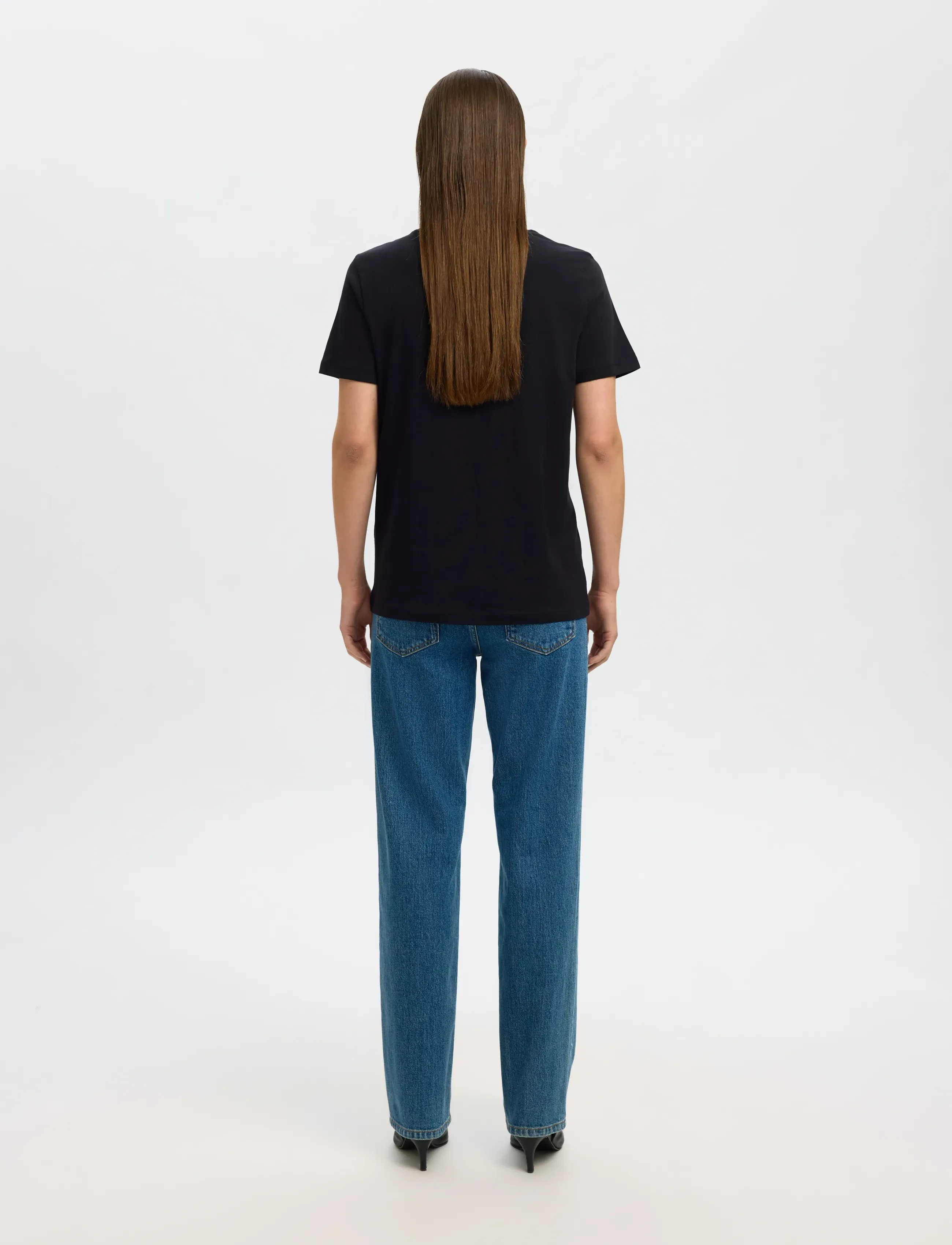 Selected - SLWMYESSENTIAL SS O-NECK TEE NOOS - t-shirts - black - 3
