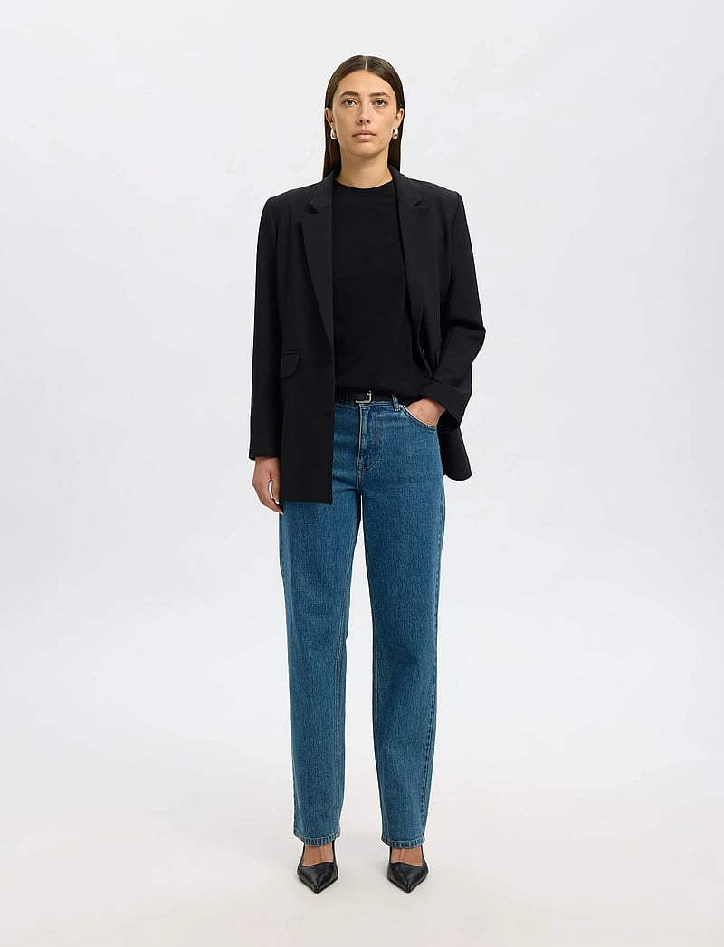 Selected - SLWMYESSENTIAL SS O-NECK TEE NOOS - t-shirts - black - 5