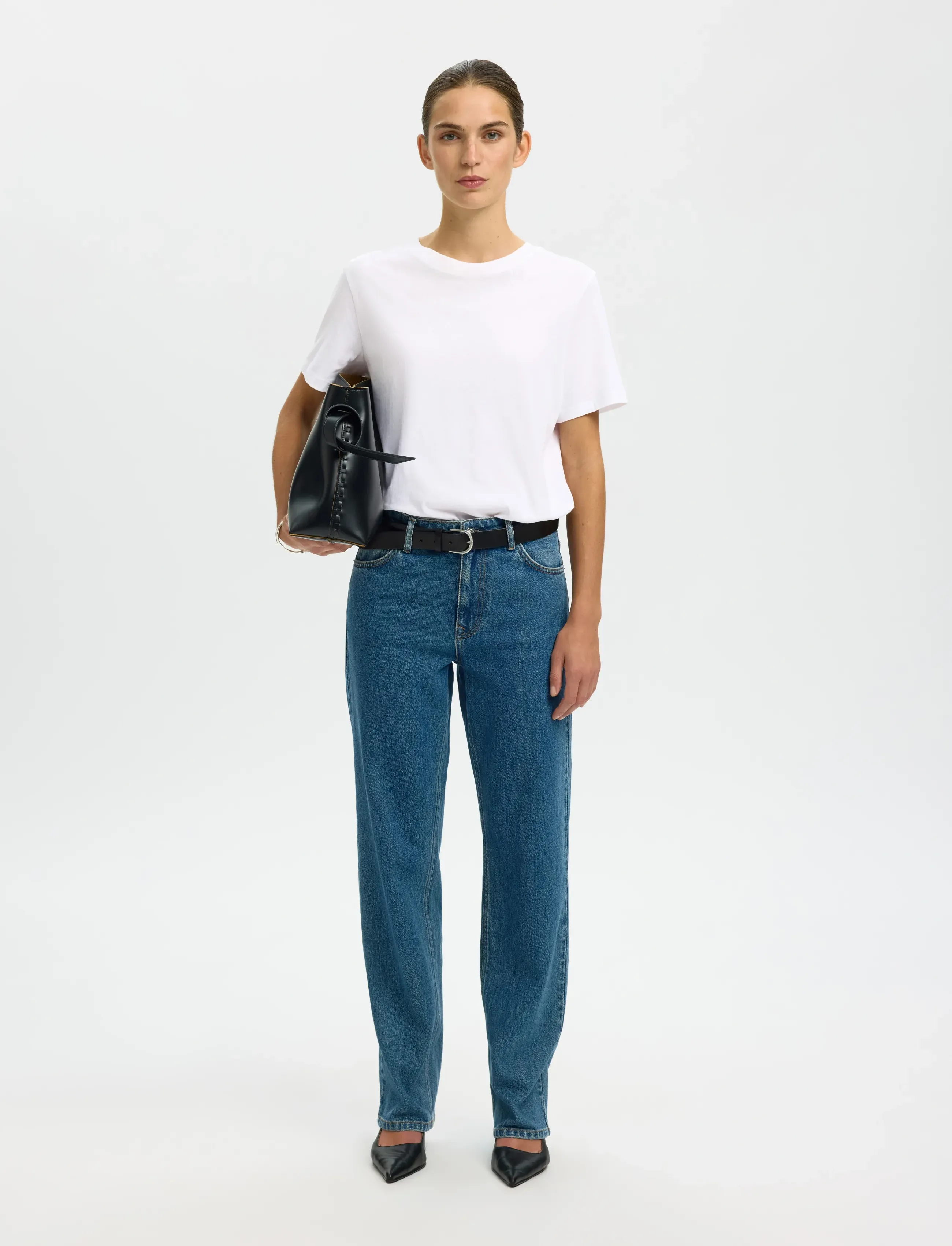 Selected SLWMYESSENTIAL SS O-NECK TEE NOOS - T-shirts & Toppar - BRIGHT WHITE / white