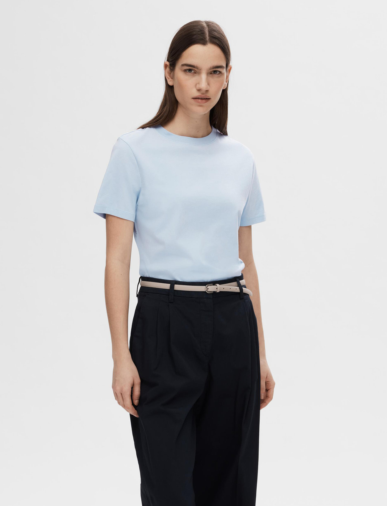 Selected Femme - SLFMYESSENTIAL SS O-NECK TEE NOOS - madalaimad hinnad - cashmere blue - 1
