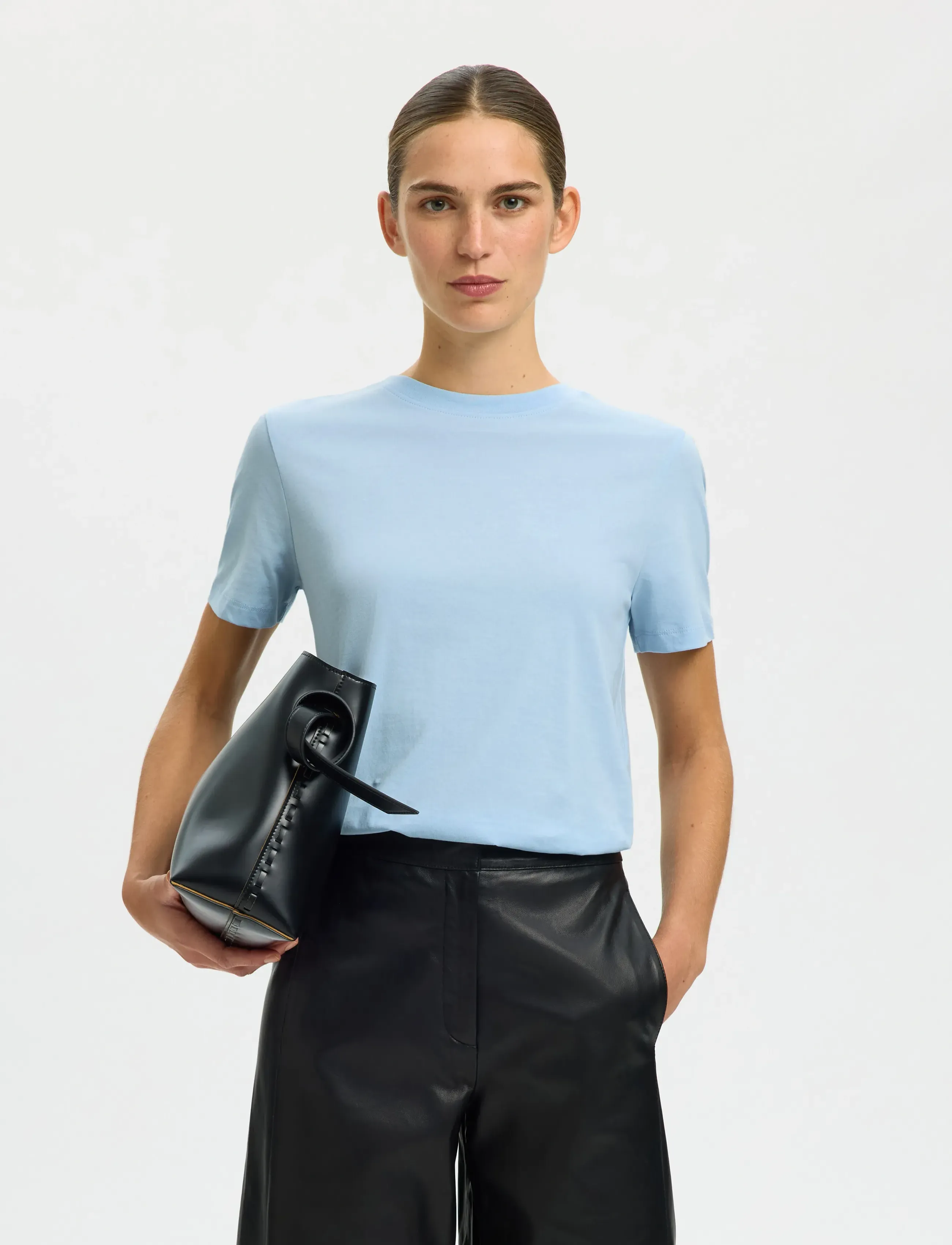 Selected SLWMYESSENTIAL SS O-NECK TEE NOOS - T-Shirts & Tops - CASHMERE BLUE / blue