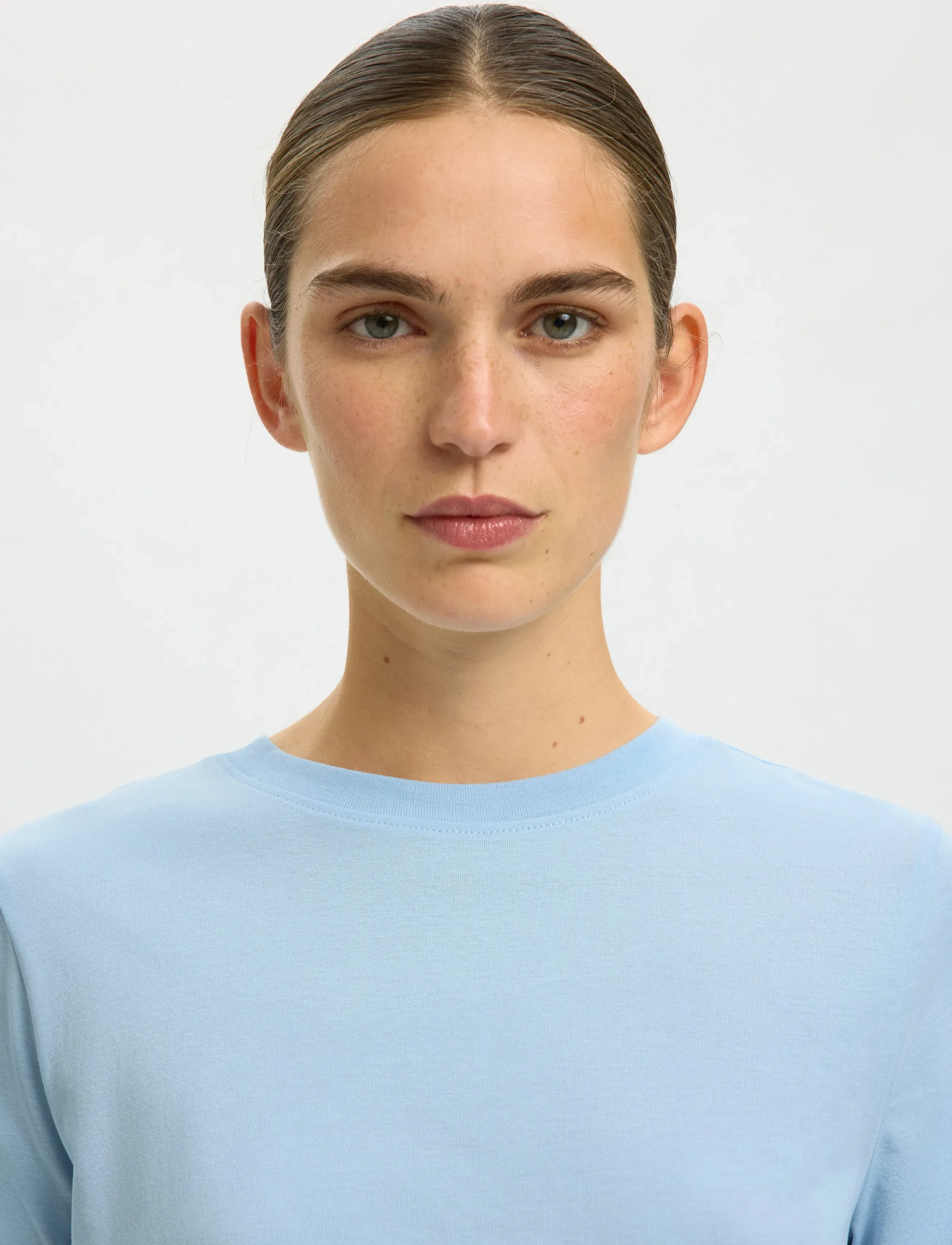 Selected - SLWMYESSENTIAL SS O-NECK TEE NOOS - t-shirts - cashmere blue - 4