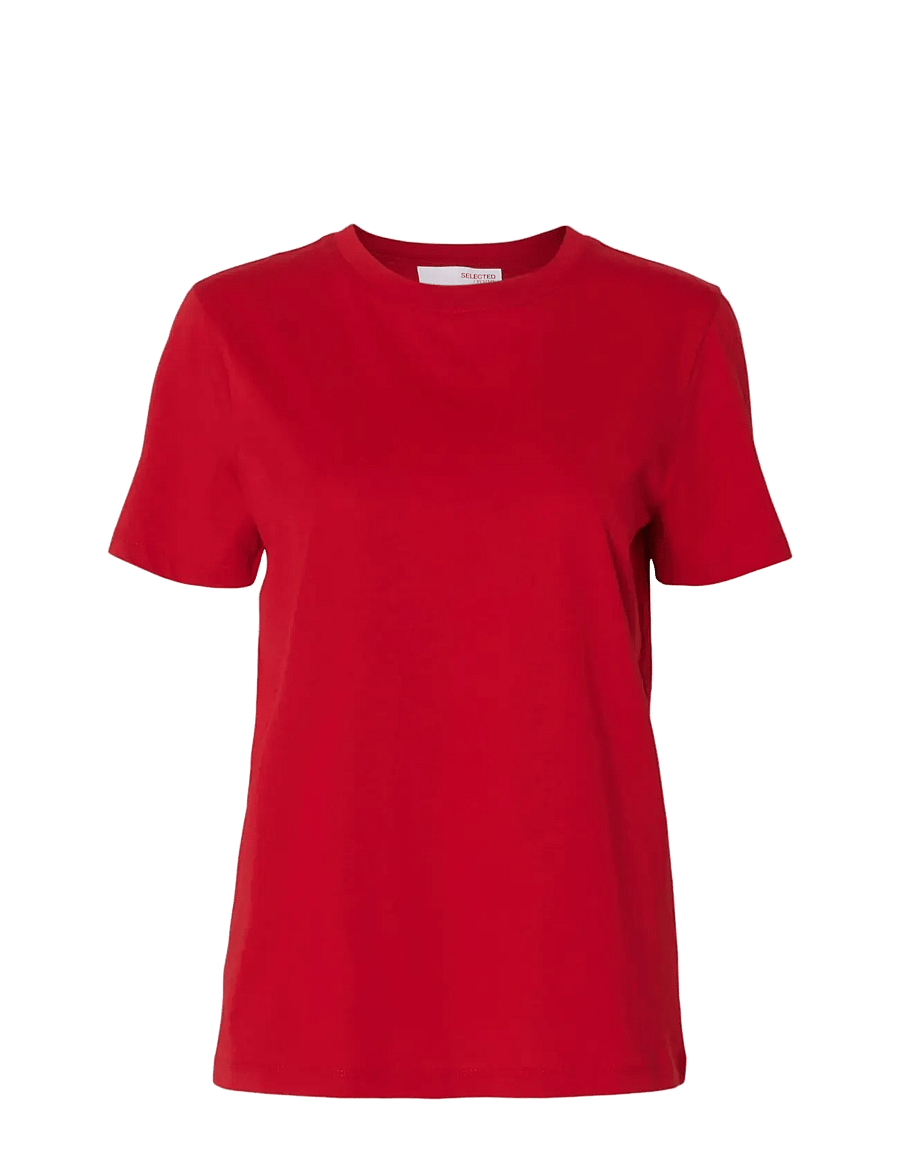 Selected - SLWMYESSENTIAL SS O-NECK TEE NOOS - t-shirts - equestrian red - 1