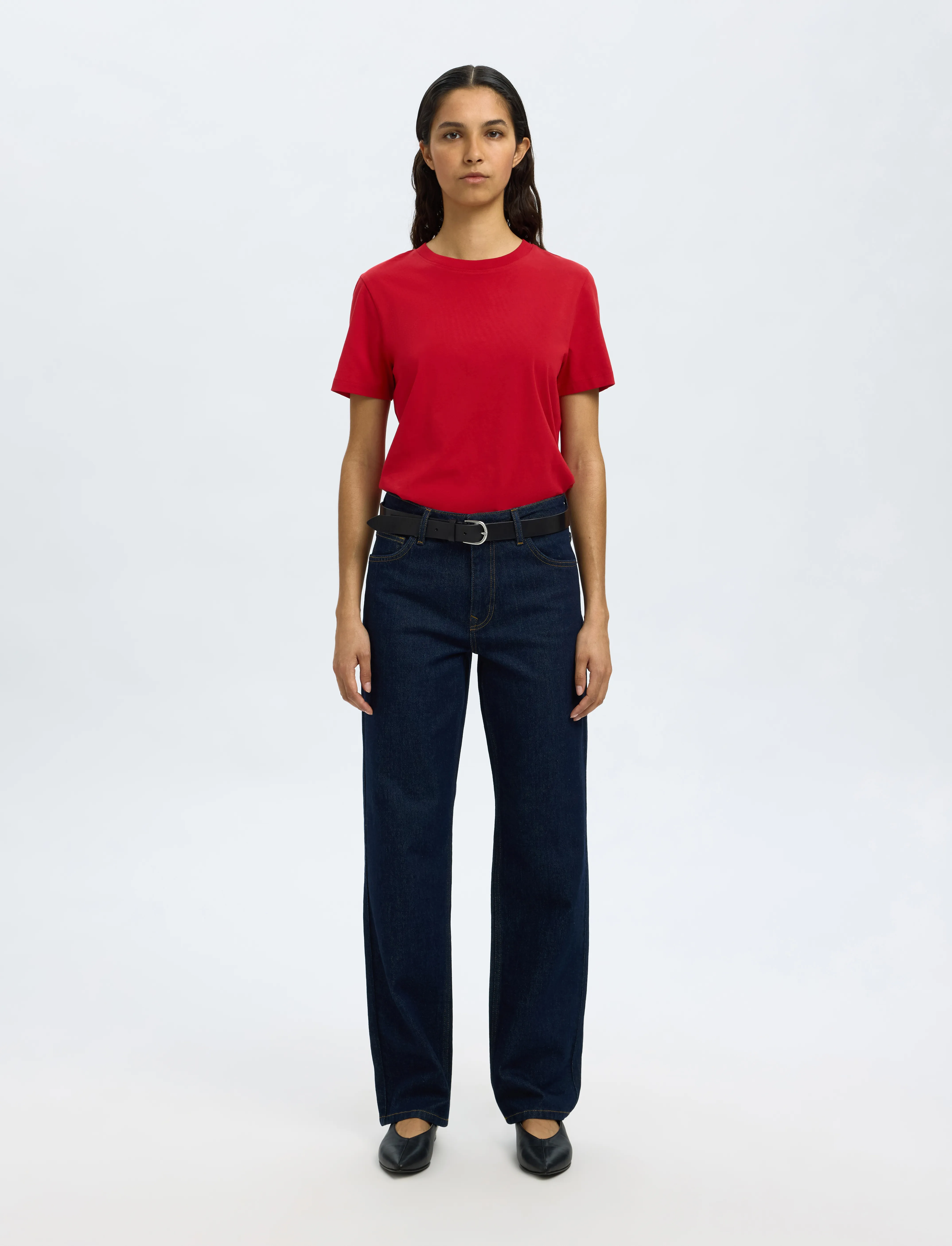 Selected - SLWMYESSENTIAL SS O-NECK TEE NOOS - t-skjorter - equestrian red - 5
