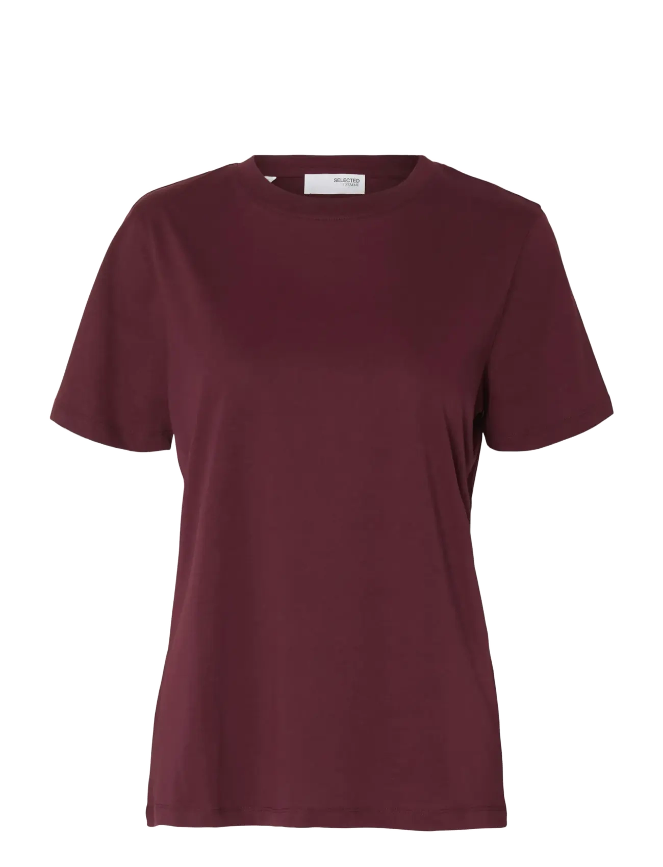 Selected SLWMYESSENTIAL SS O-NECK TEE NOOS - Selected - FIG / burgundy
