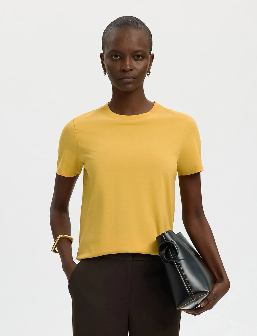 Selected - SLWMYESSENTIAL SS O-NECK TEE NOOS - t-shirts - ochre - 0