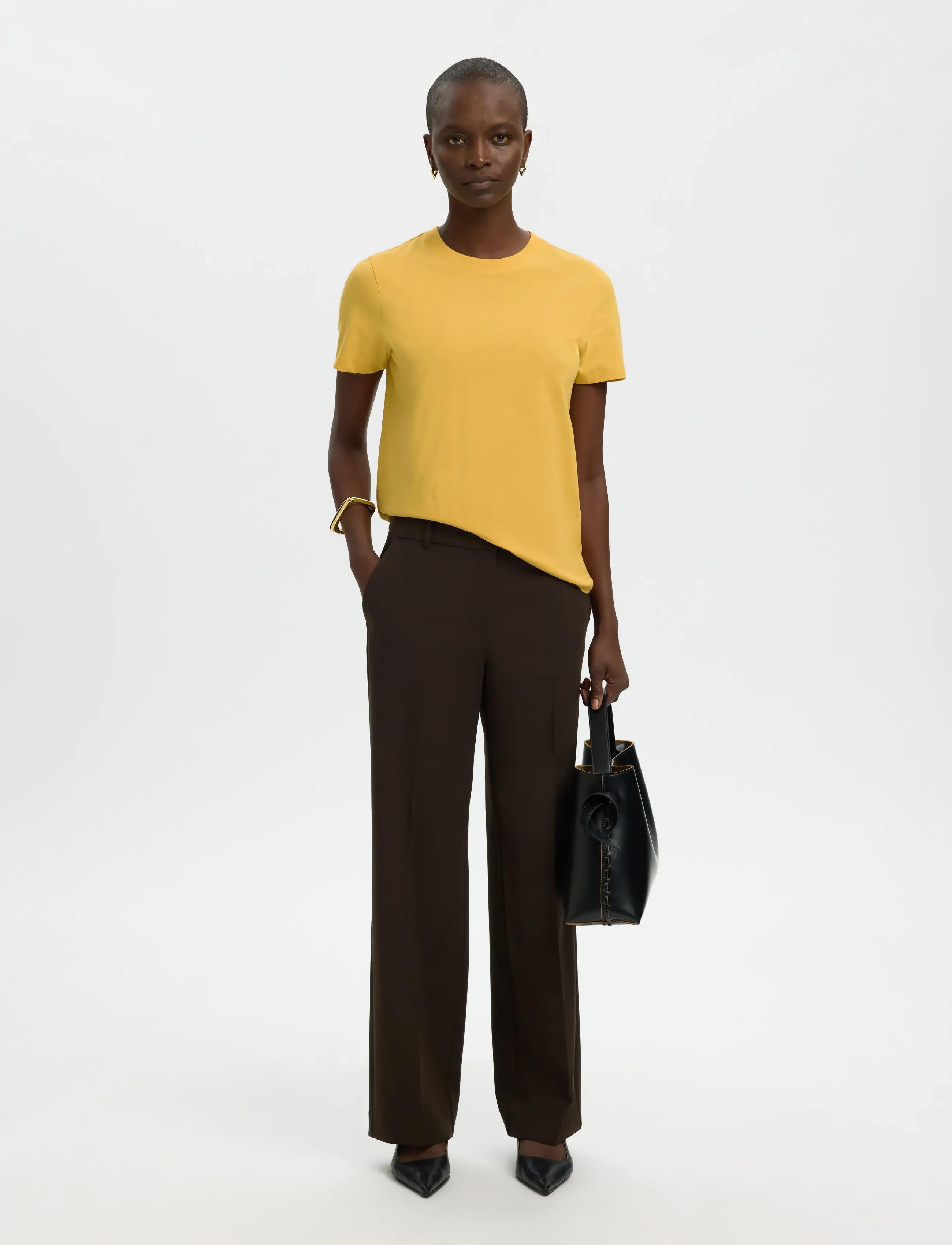 Selected - SLWMYESSENTIAL SS O-NECK TEE NOOS - t-shirts - ochre - 3