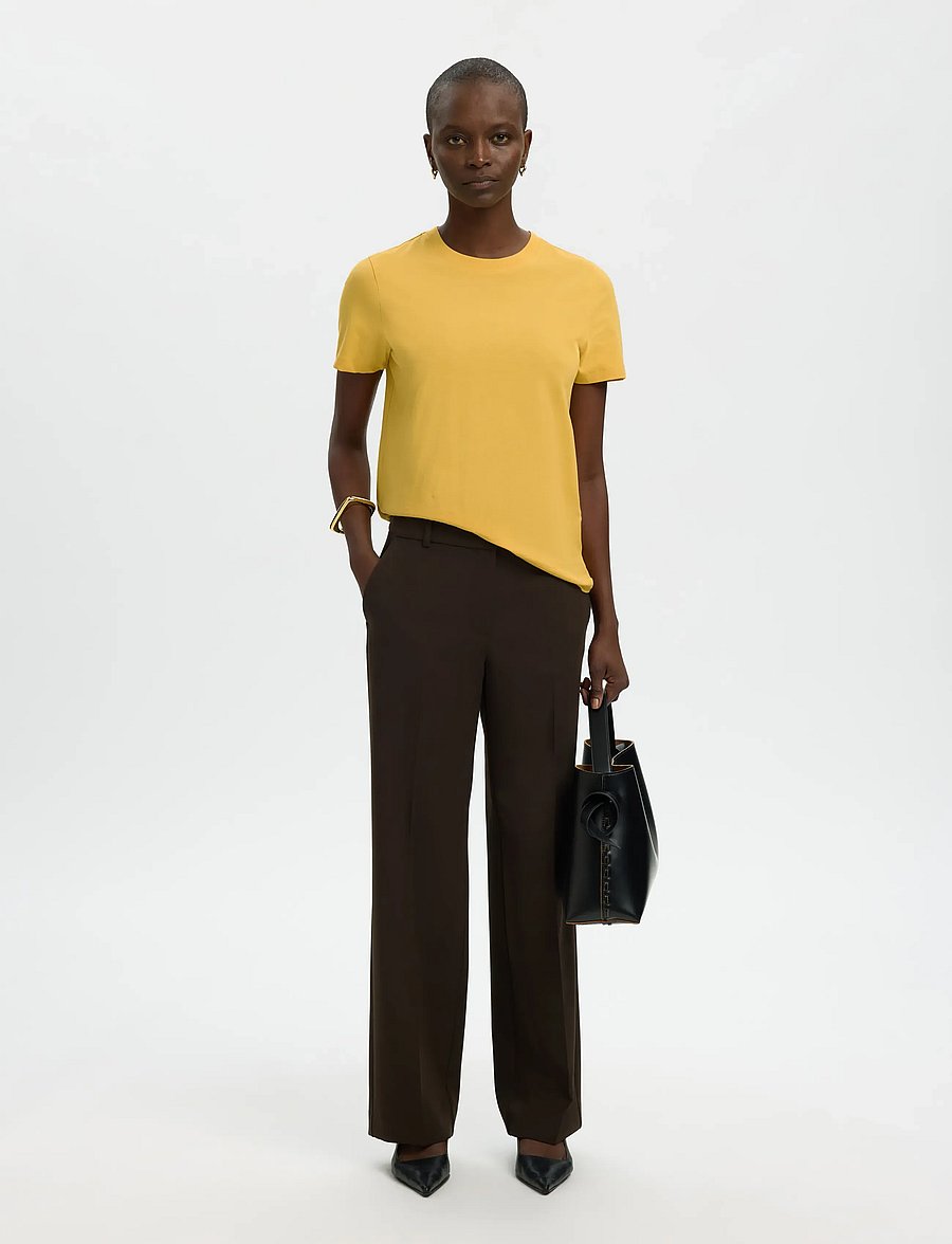 Selected - SLWMYESSENTIAL SS O-NECK TEE NOOS - t-shirts - ochre - 3