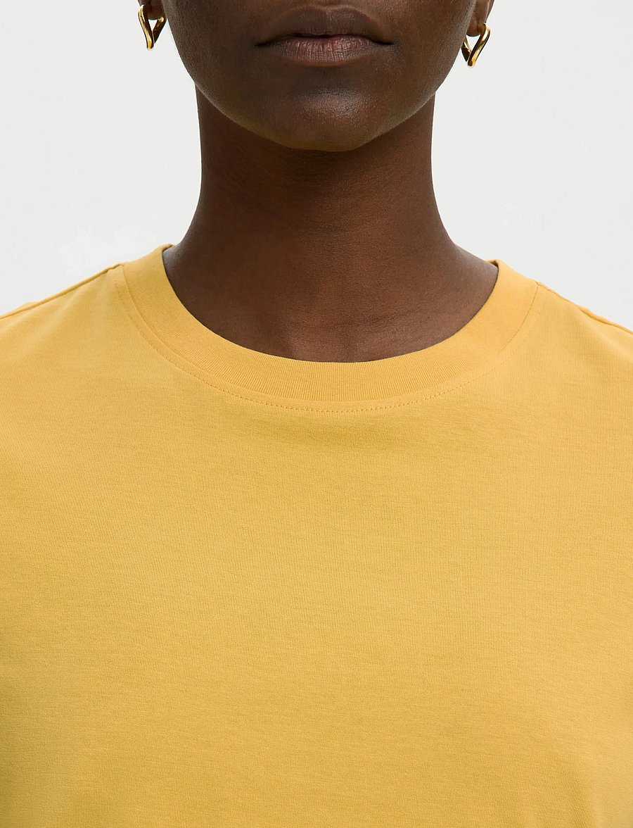 Selected - SLWMYESSENTIAL SS O-NECK TEE NOOS - t-shirts - ochre - 4