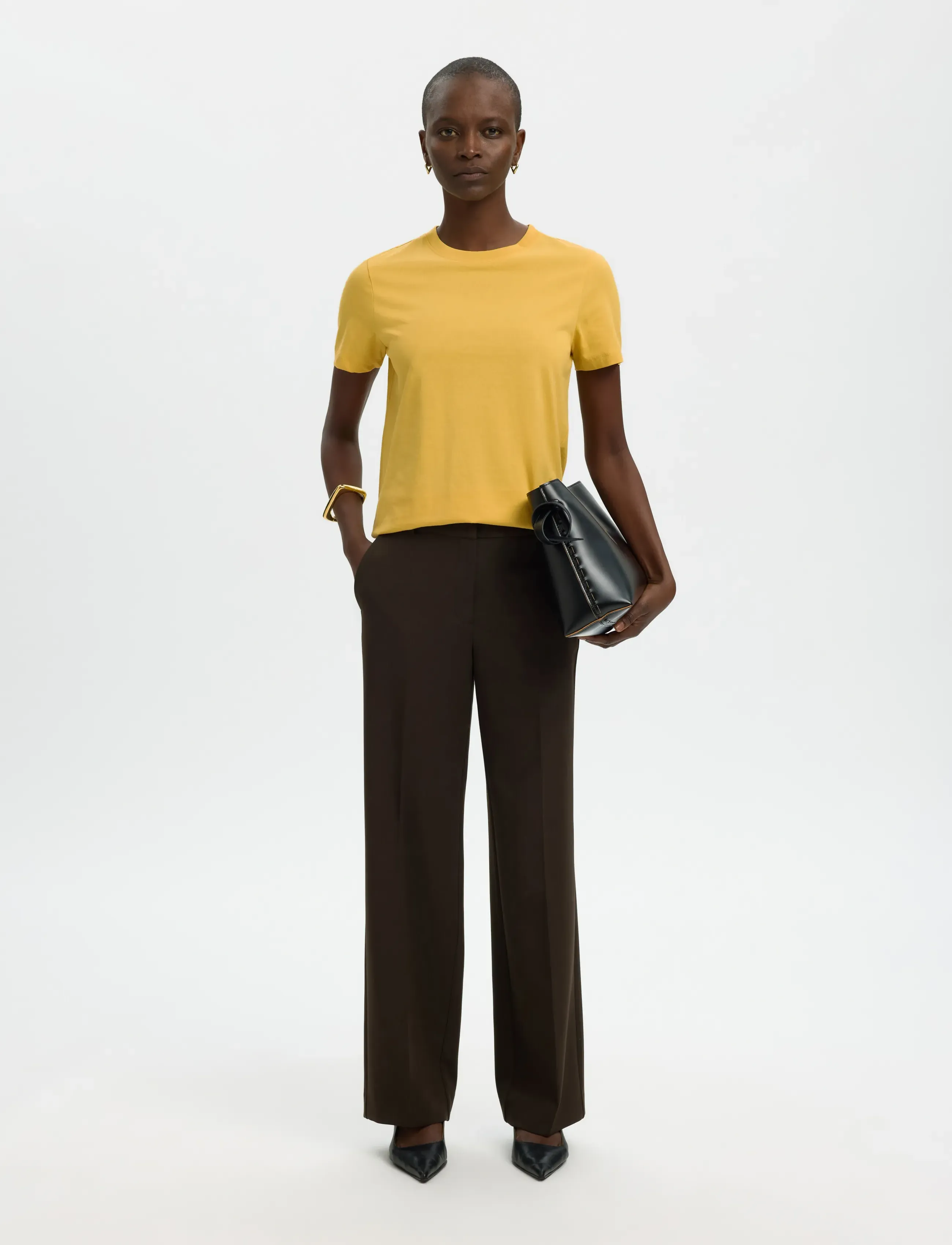Selected - SLWMYESSENTIAL SS O-NECK TEE NOOS - t-shirts - ochre - 5
