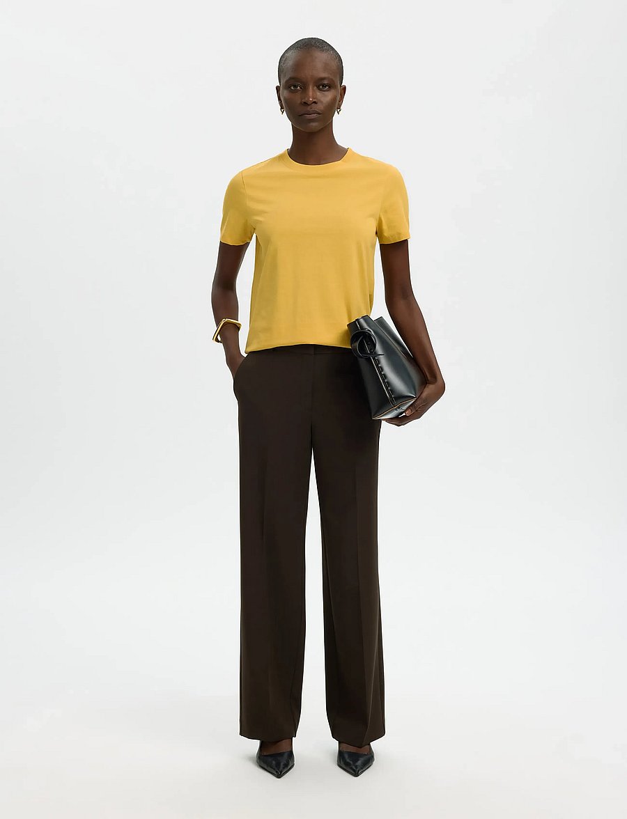 Selected - SLWMYESSENTIAL SS O-NECK TEE NOOS - t-shirts - ochre - 5