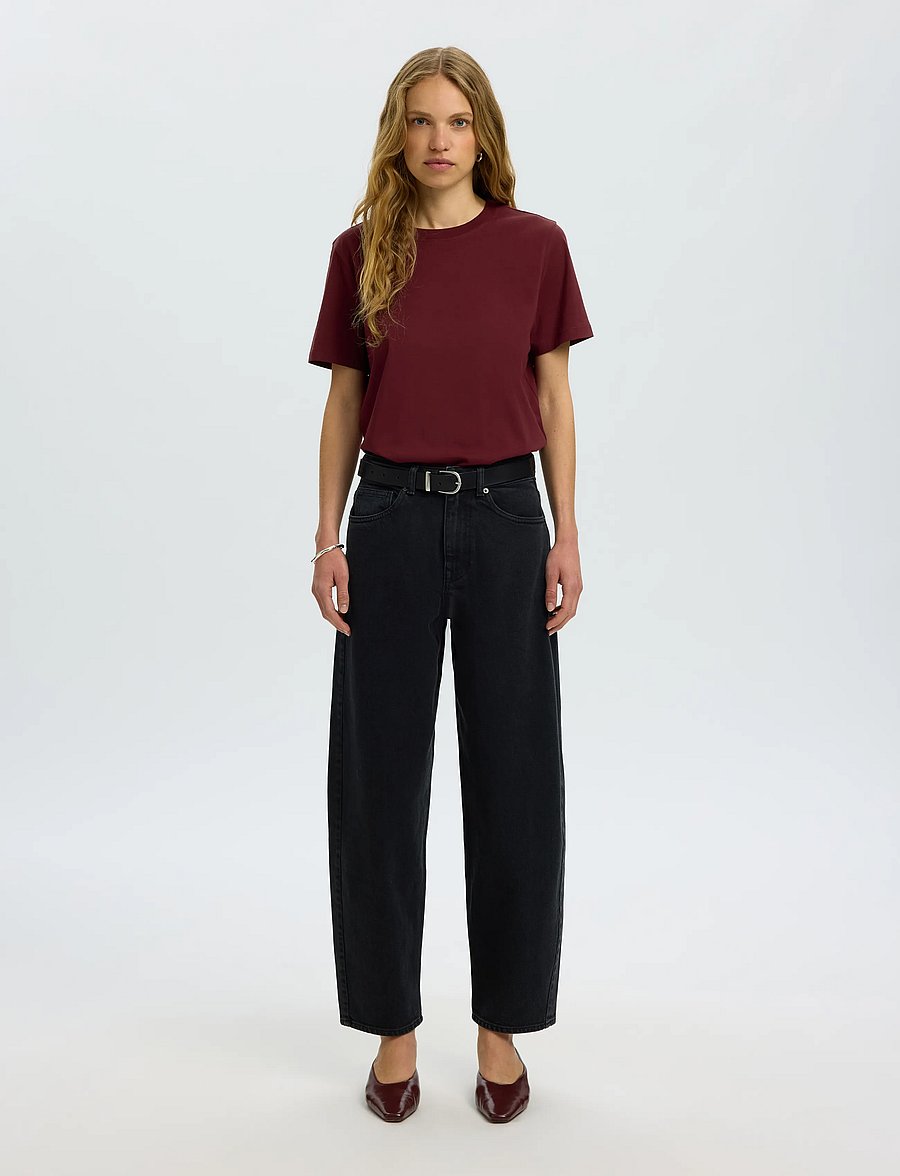 Selected - SLWMYESSENTIAL SS O-NECK TEE NOOS - t-shirts - tawny port - 3