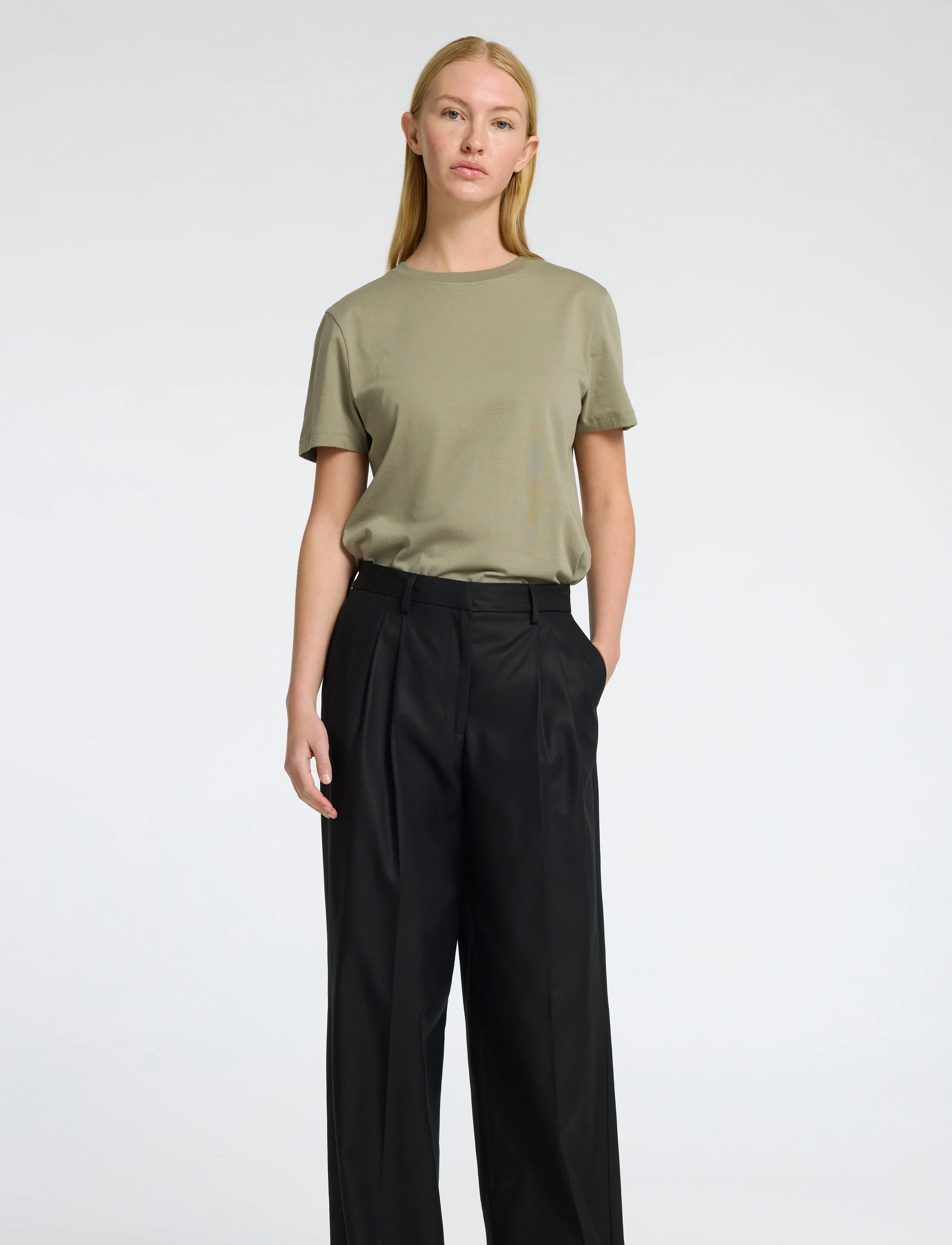 Selected - SLWMYESSENTIAL SS O-NECK TEE NOOS - t-shirts - vetiver - 3