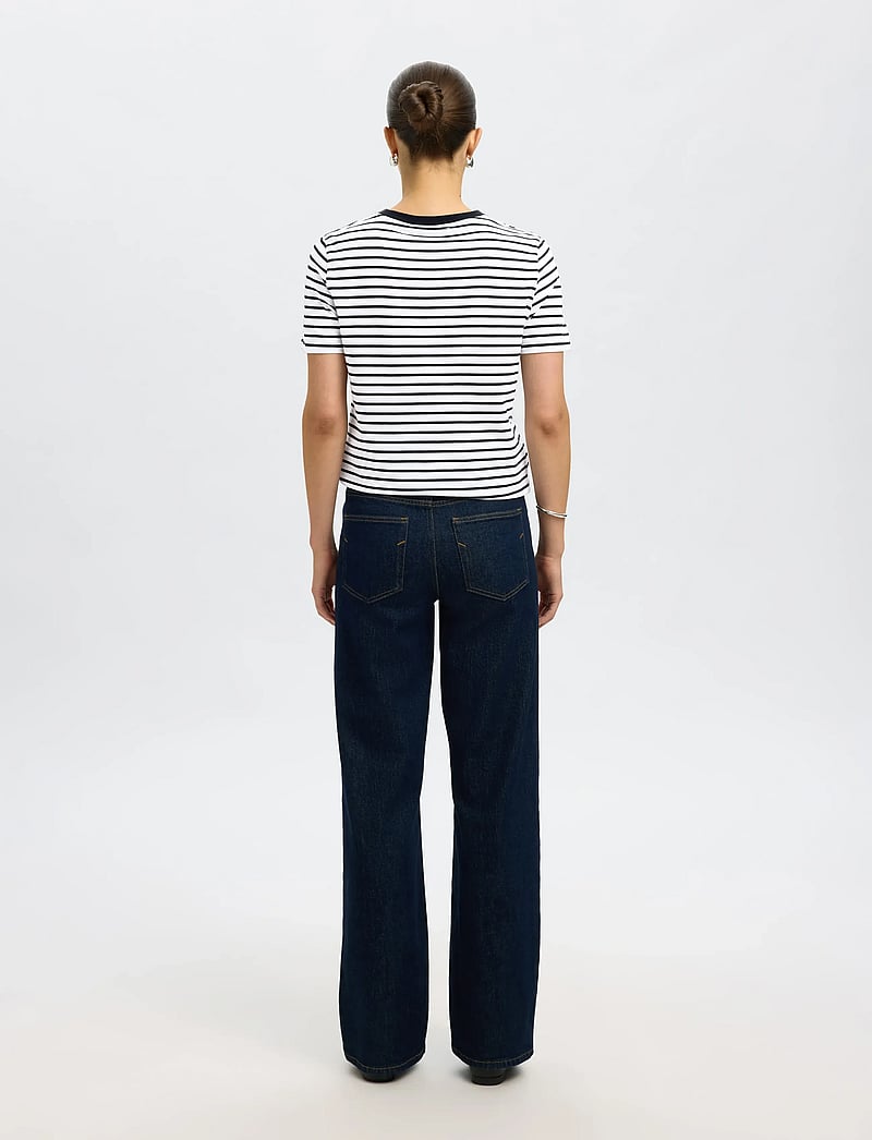 Selected - SLFMYESSENTIAL SS STRIPE O-NECK TEE - t-shirts - black - 3