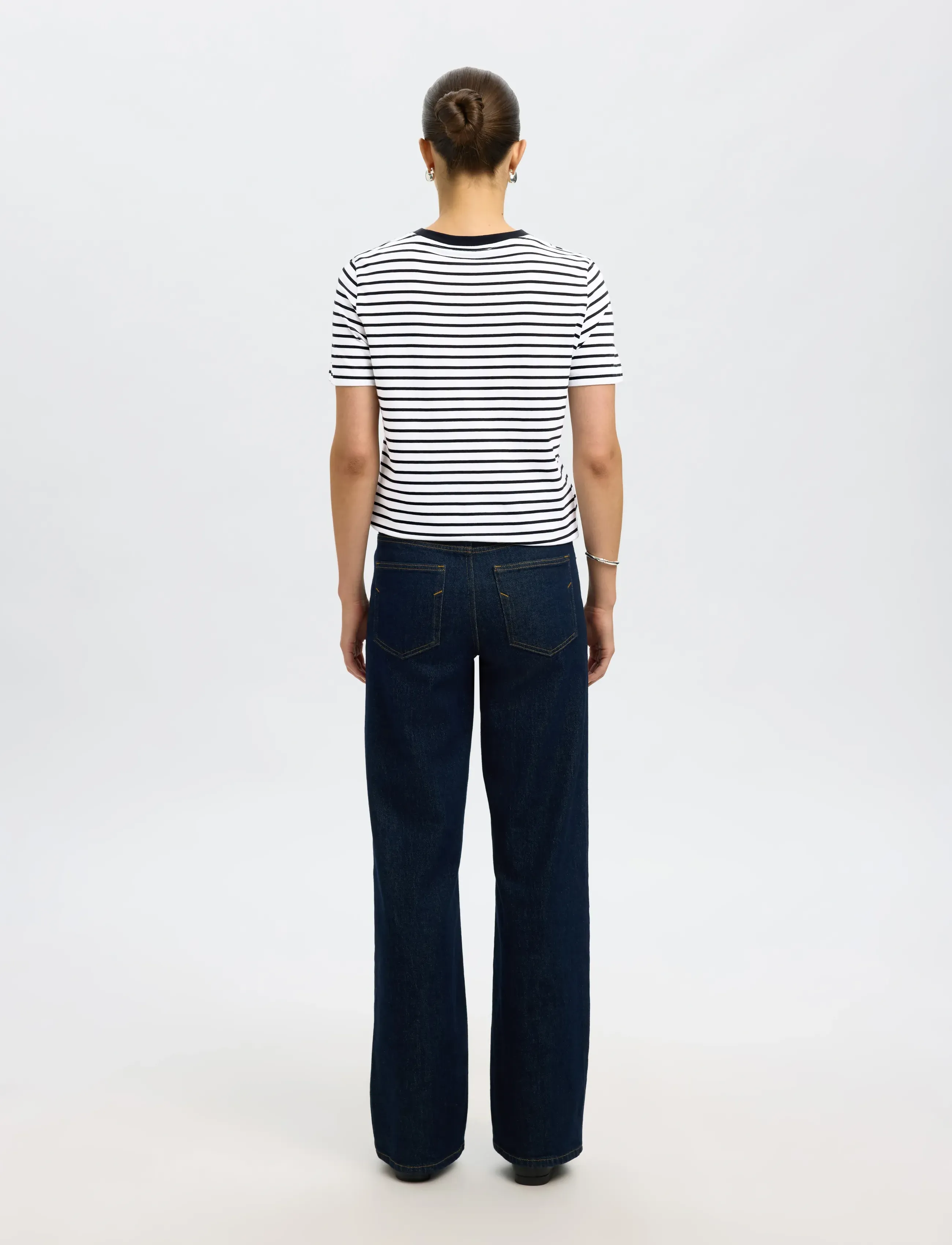 Selected - SLFMYESSENTIAL SS STRIPE O-NECK TEE - t-shirts - black - 3
