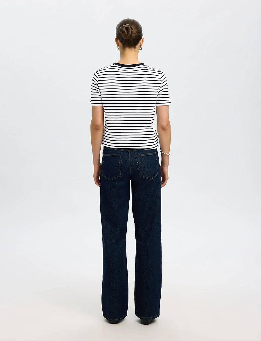 Selected - SLFMYESSENTIAL SS STRIPE O-NECK TEE - t-shirts - black - 3
