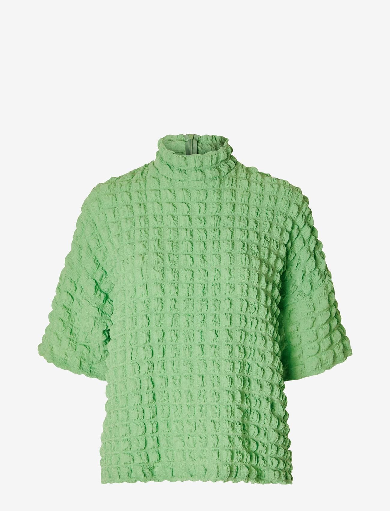 Selected Femme - SLFMONIKA SS HIGH NECK TOP B - t-shirts & tops - absinthe green - 0