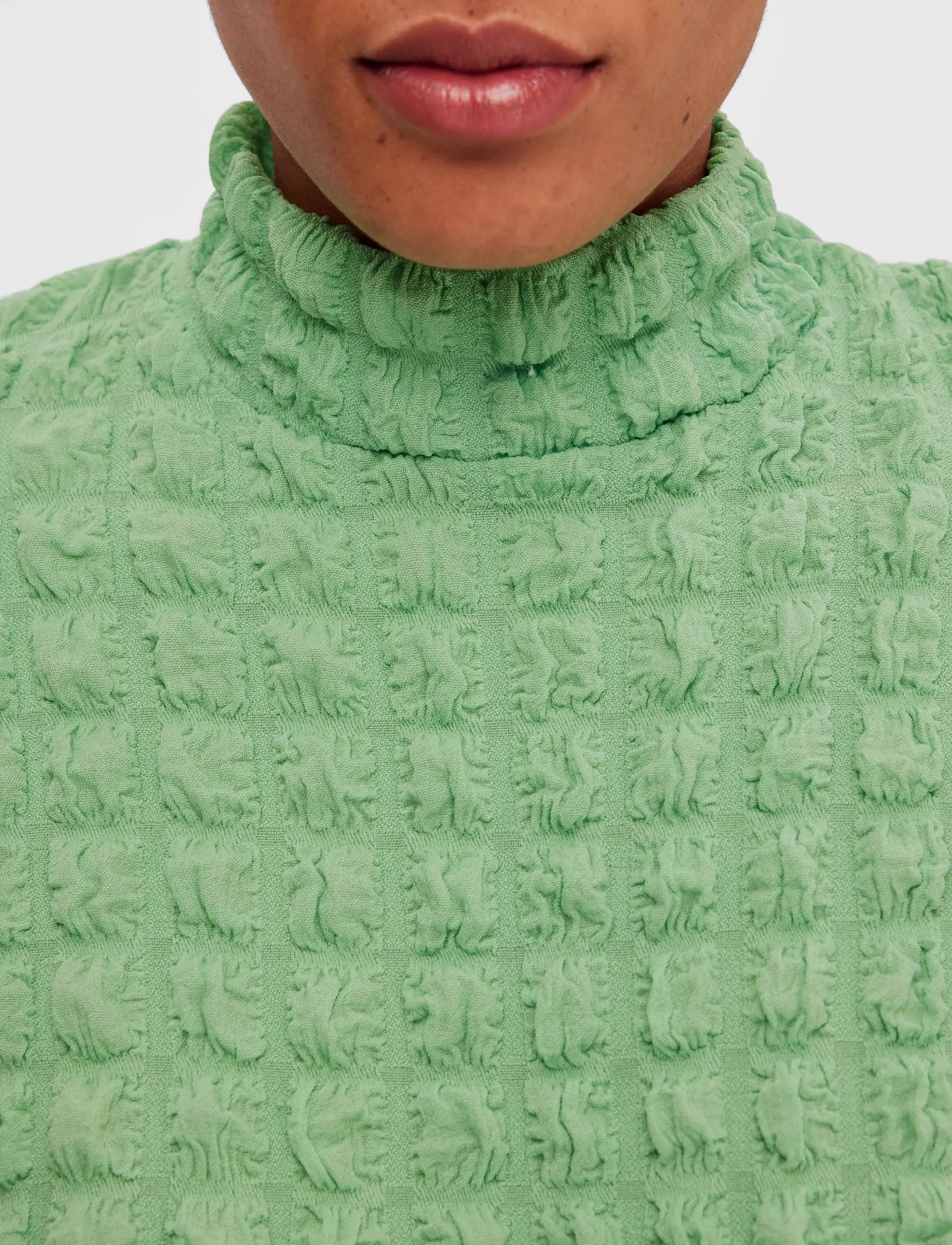 Selected - SLFMONIKA SS HIGH NECK TOP B - laveste priser - absinthe green - 4