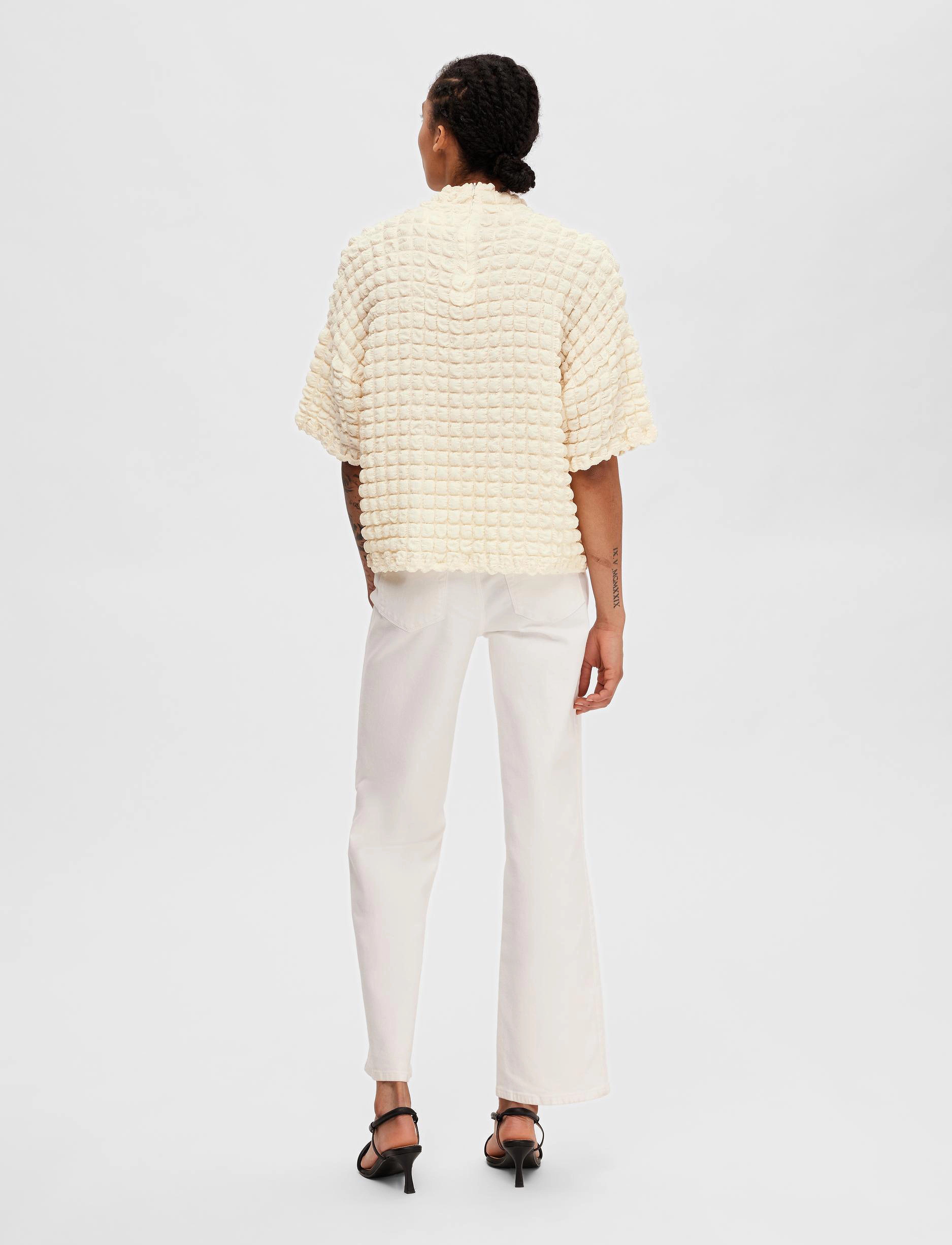 Selected - SLFMONIKA SS HIGH NECK TOP B - t-shirts - snow white - 2